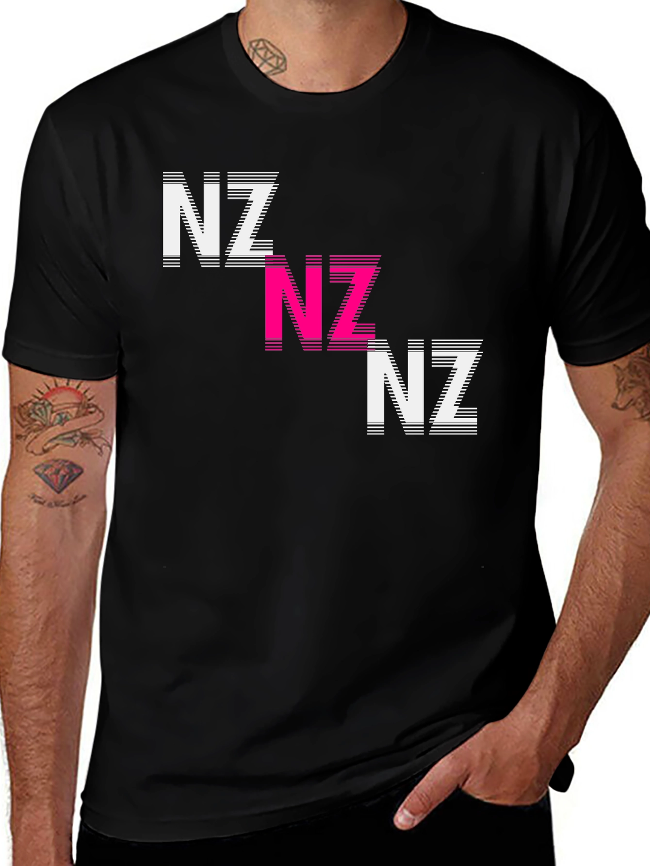 Stylish NZ Graphic Tee - Casual Black Cotton T-Shirt