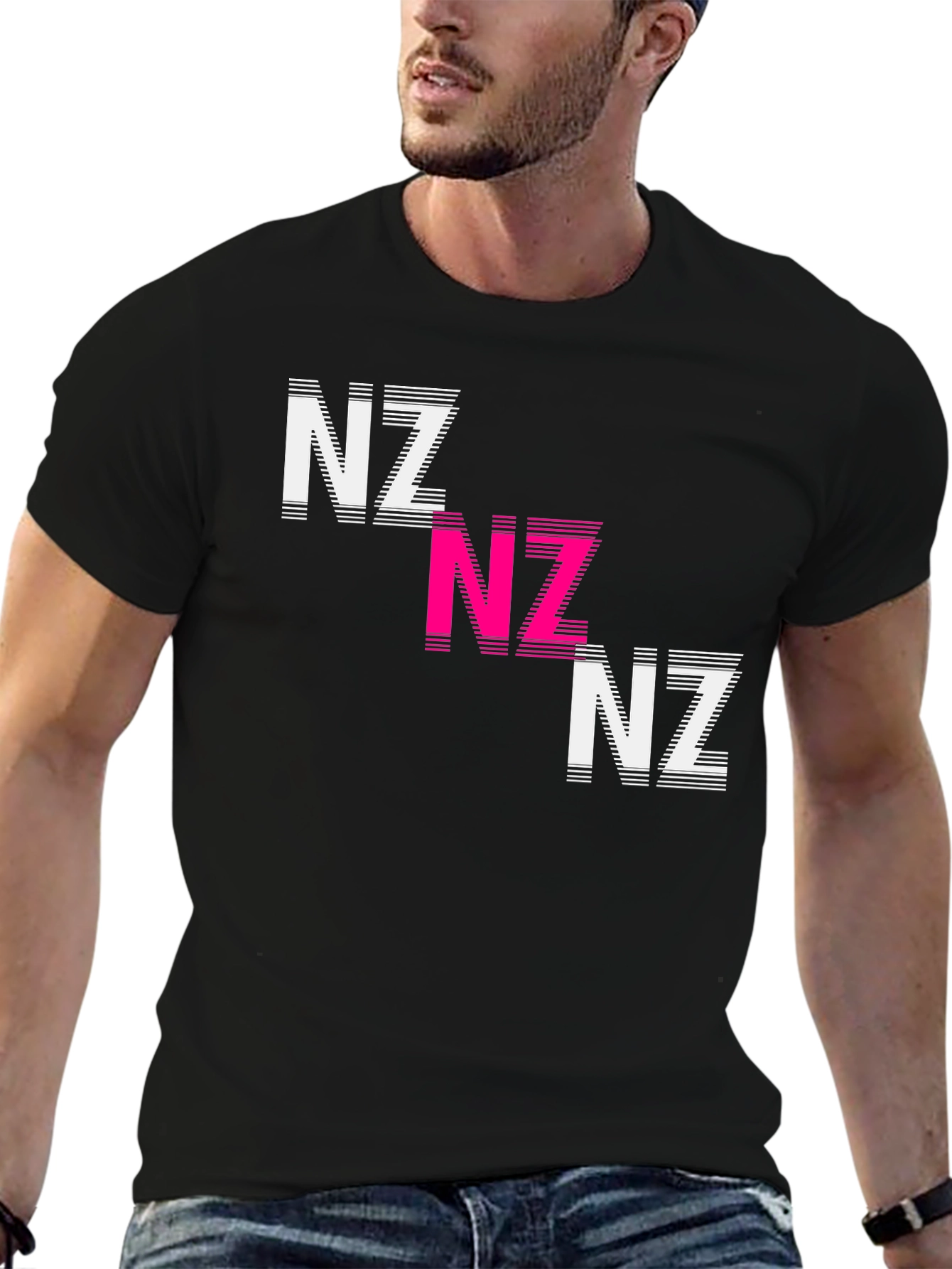Stylish NZ Graphic Tee - Casual Black Cotton T-Shirt