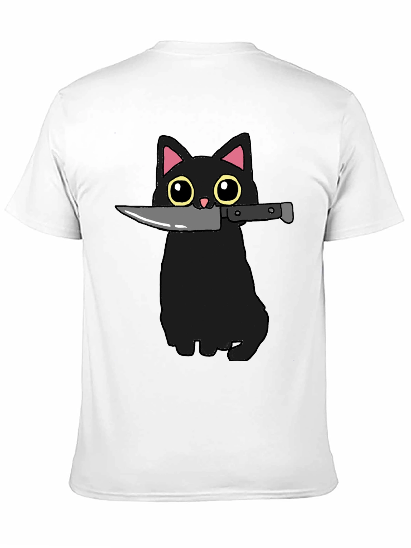 Black Cat Knife Graphic T-Shirt - Funny Cat Tee