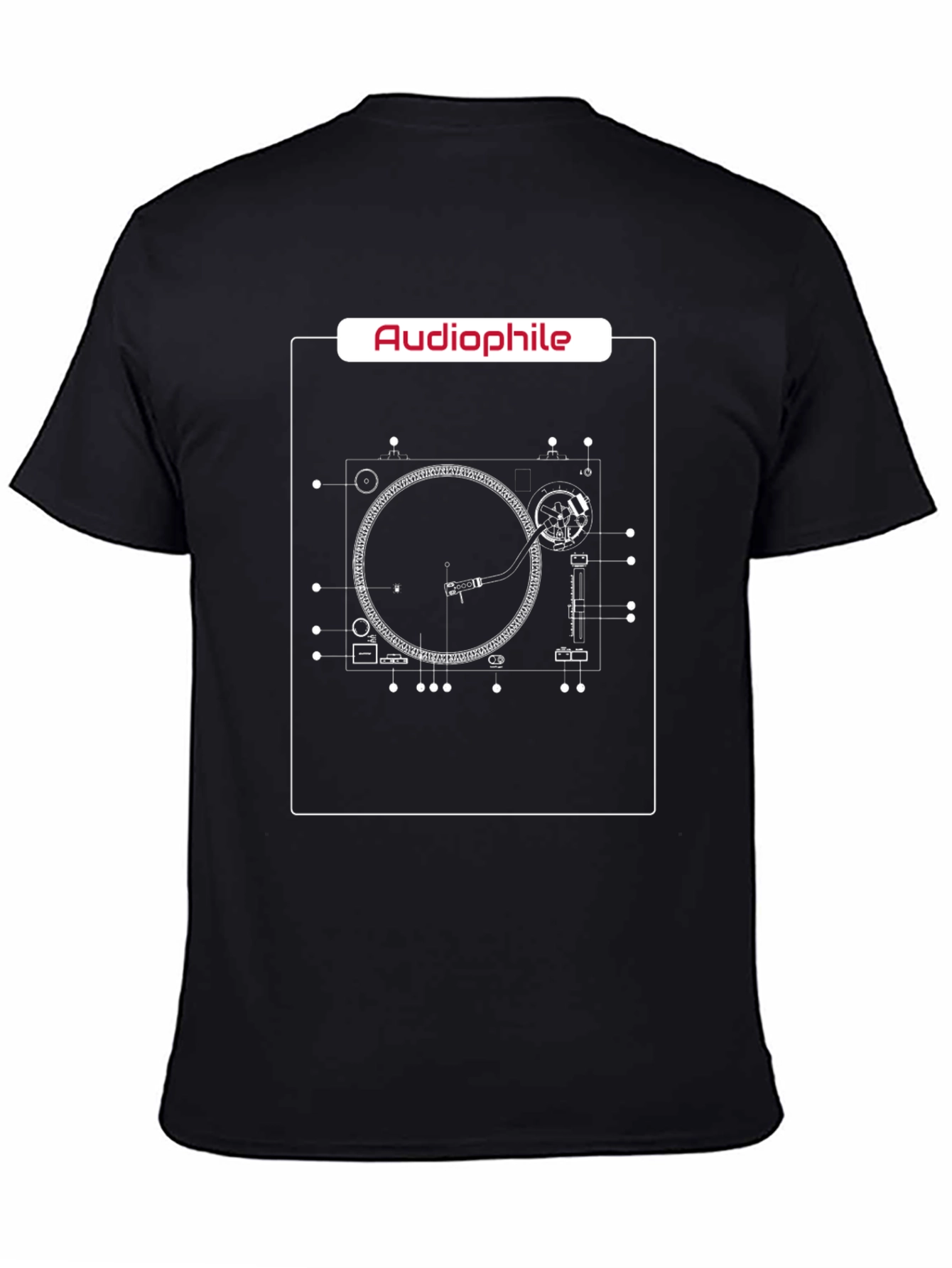 Audiophile Turntable Blueprint T-Shirt