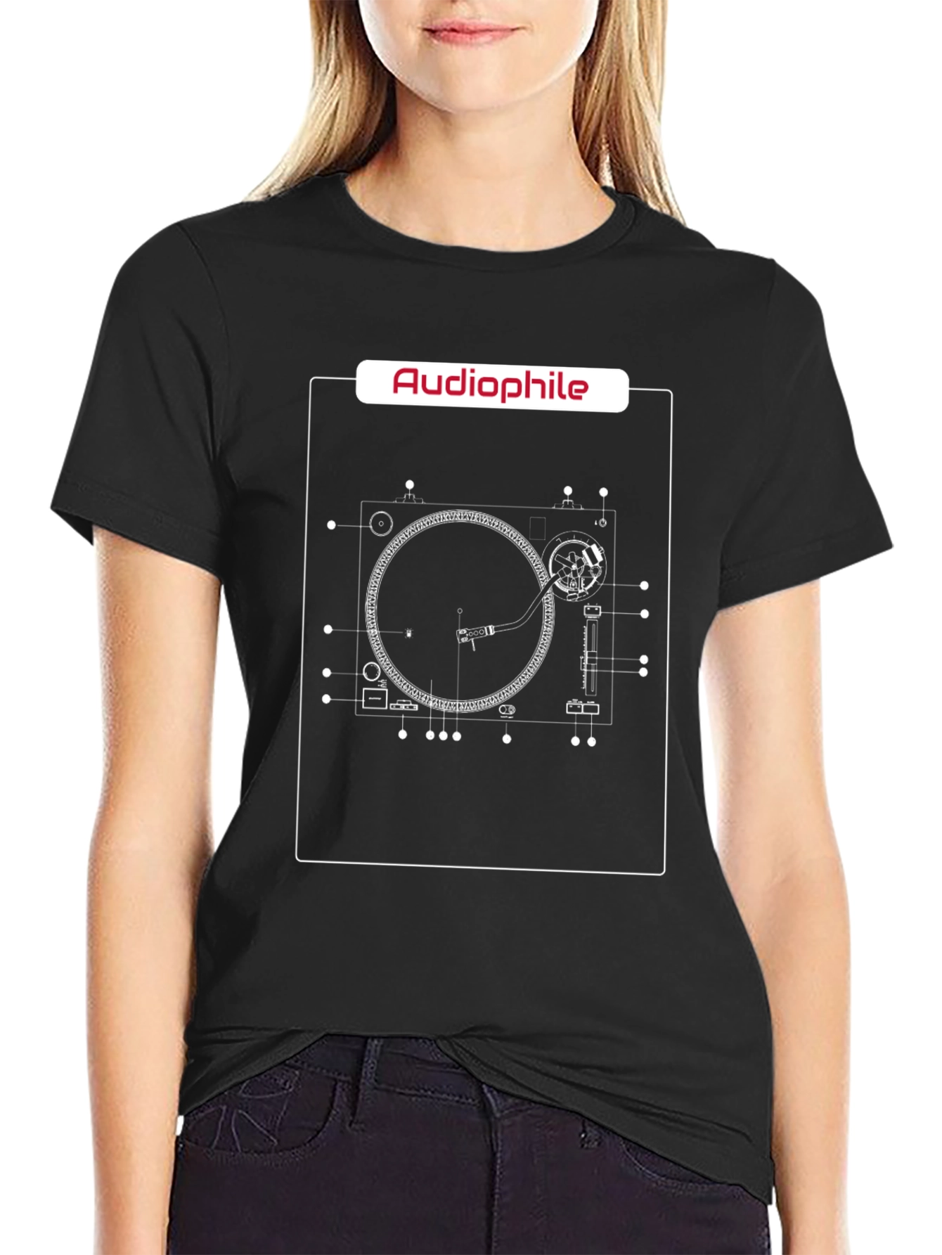 Audiophile Turntable Blueprint T-Shirt