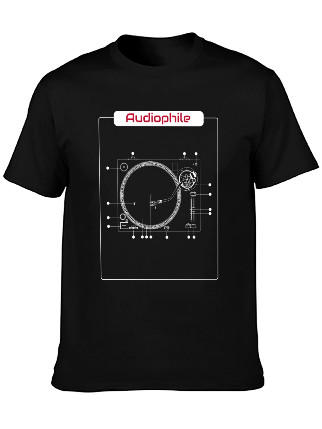 Audiophile Turntable Blueprint T-Shirt