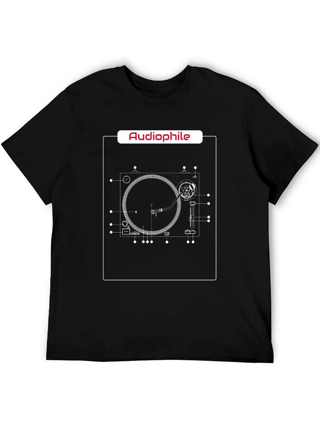 Audiophile Turntable Blueprint T-Shirt