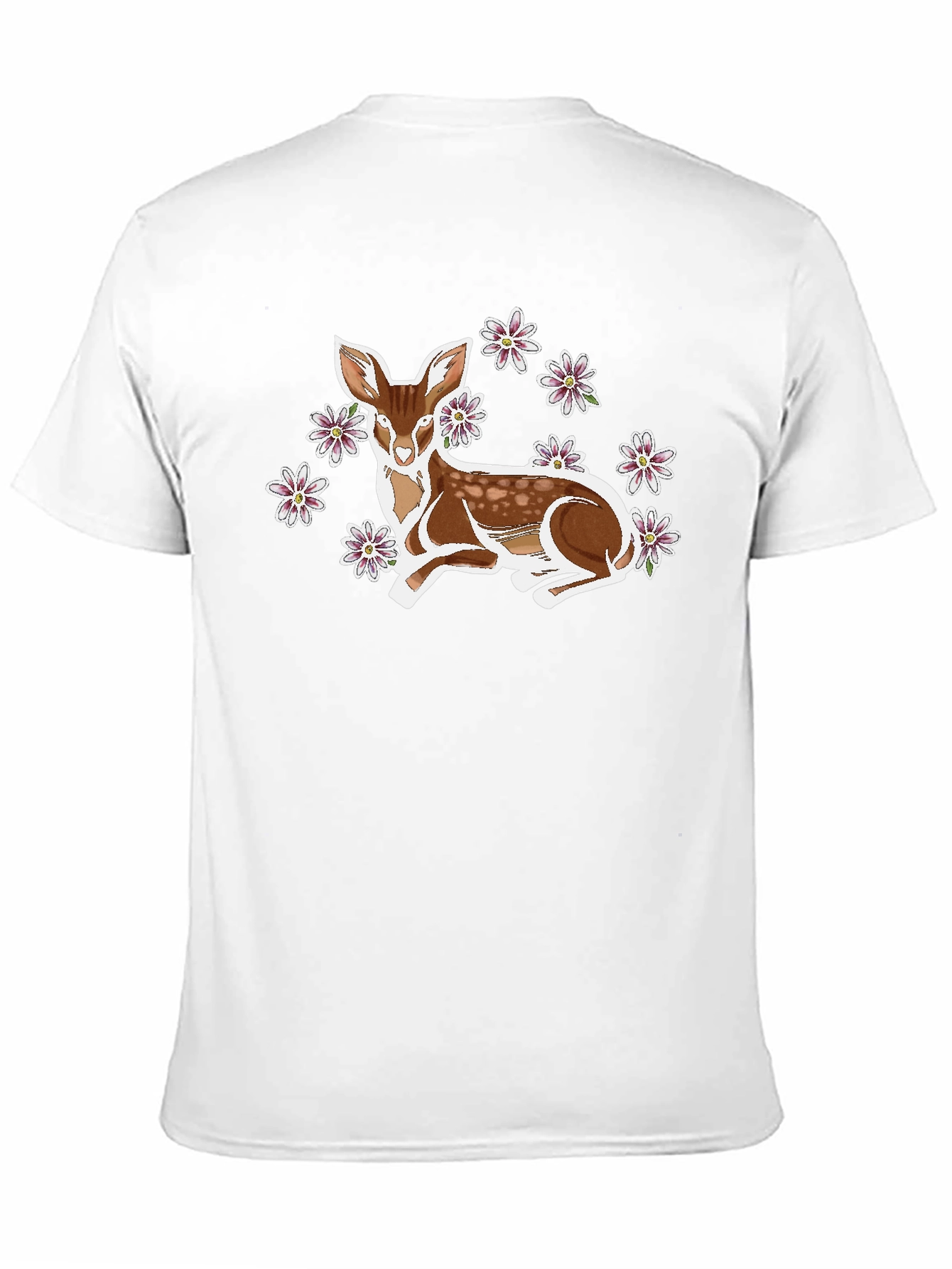 Deer with Flowers Graphic Tee - Unisex Black T-Shirt