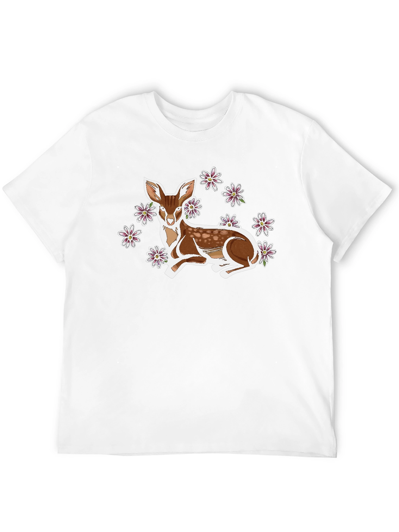 Deer with Flowers Graphic Tee - Unisex Black T-Shirt