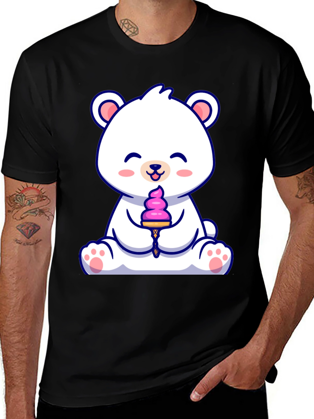 Cute Polar Bear Ice Cream Graphic Tee