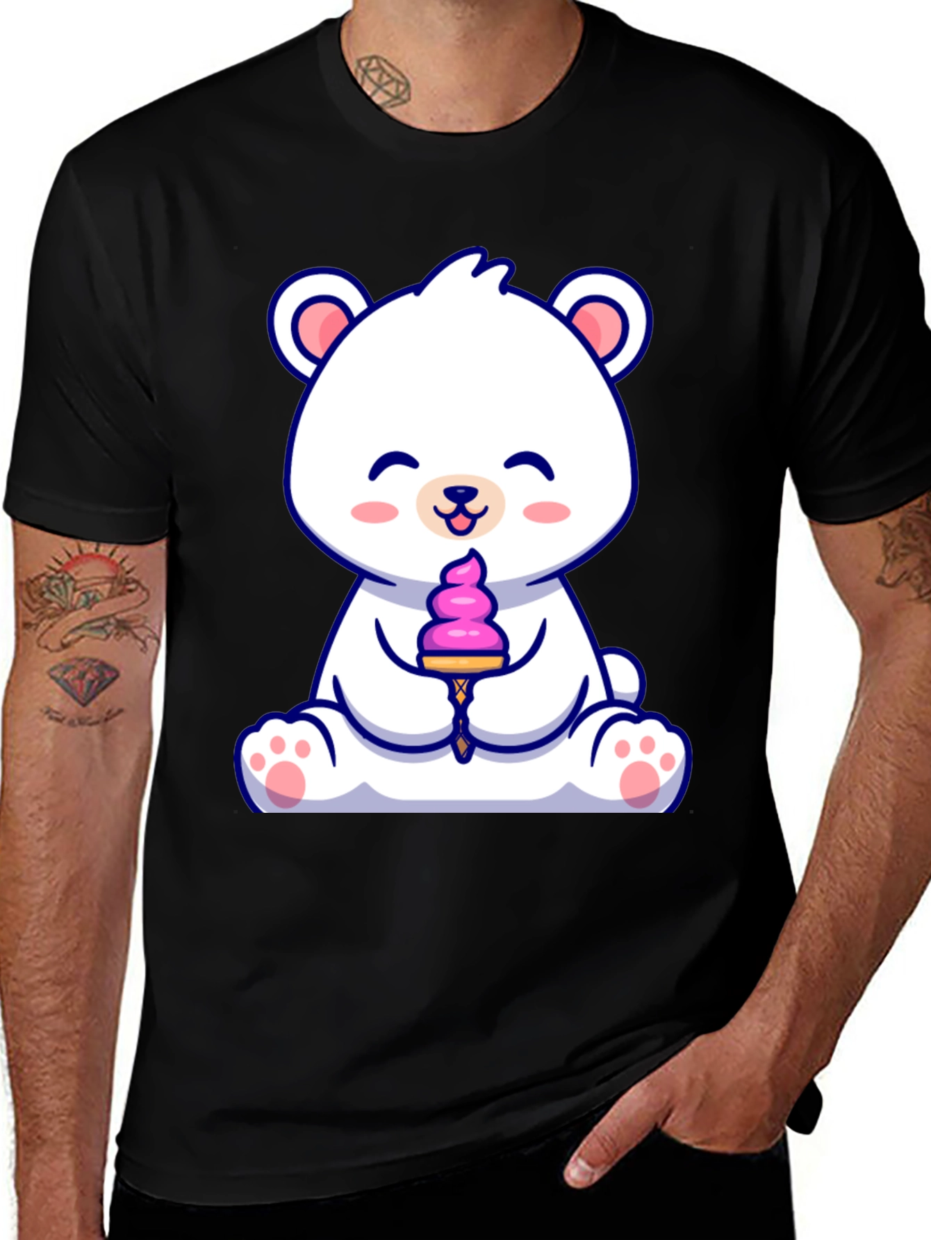 Cute Polar Bear Ice Cream Graphic Tee