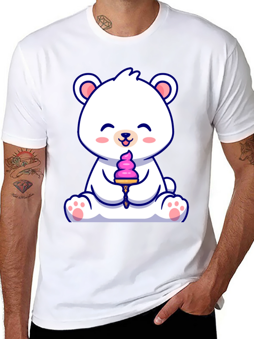 Cute Polar Bear Ice Cream Graphic Tee