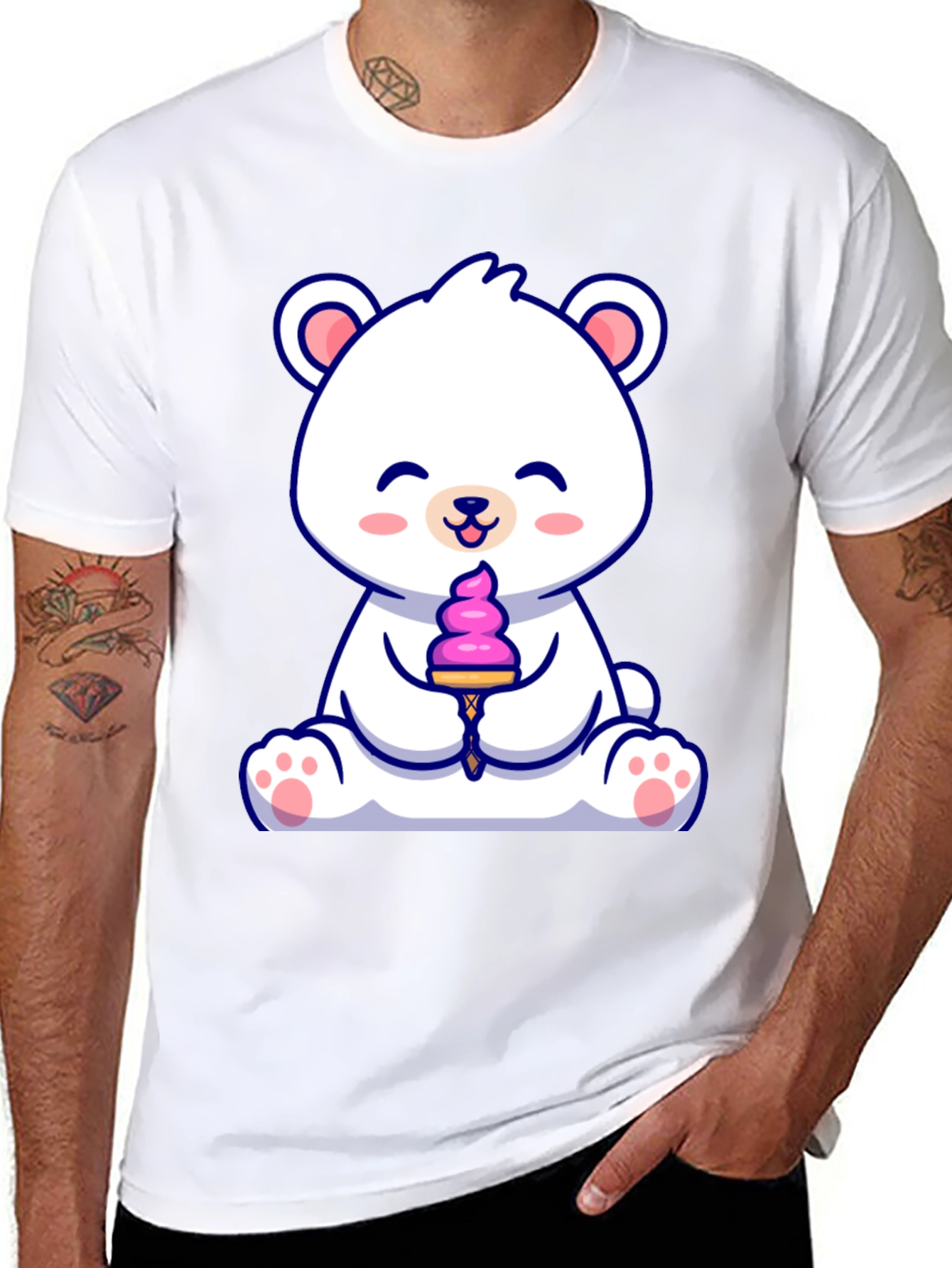 Cute Polar Bear Ice Cream Graphic Tee