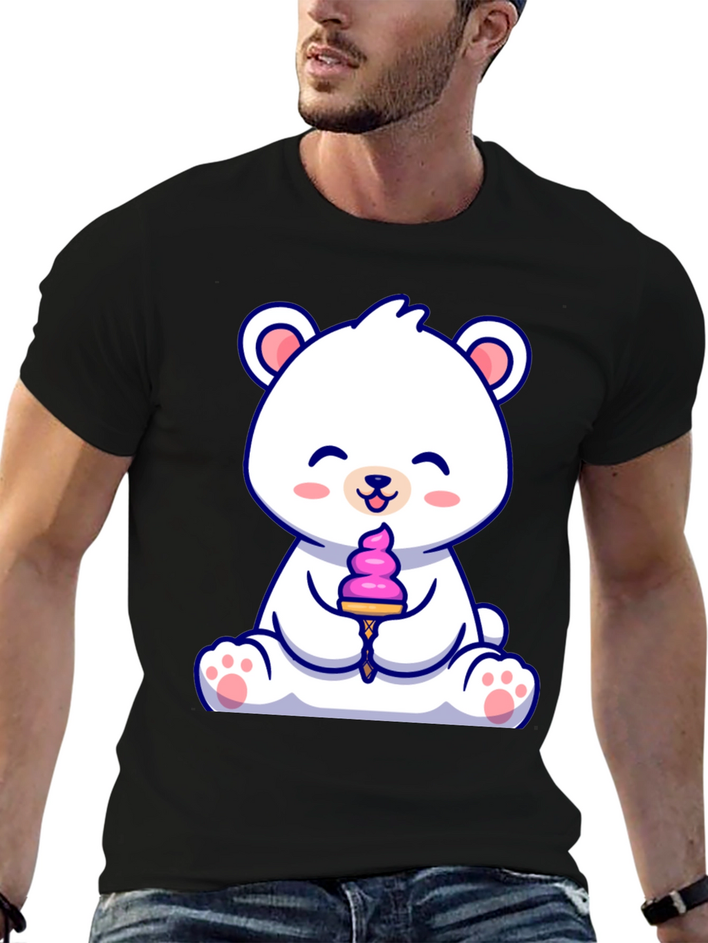Cute Polar Bear Ice Cream Graphic Tee