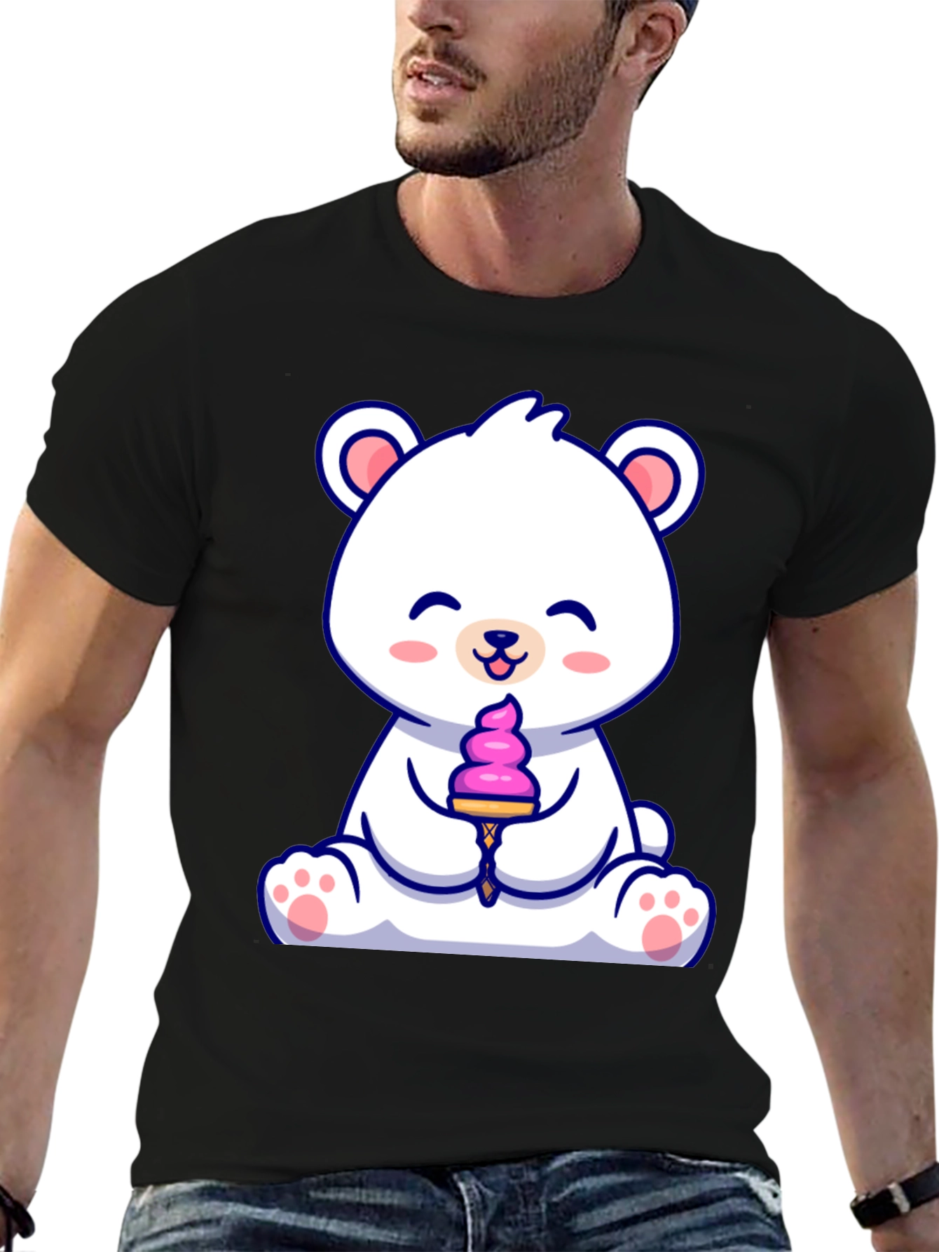 Cute Polar Bear Ice Cream Graphic Tee