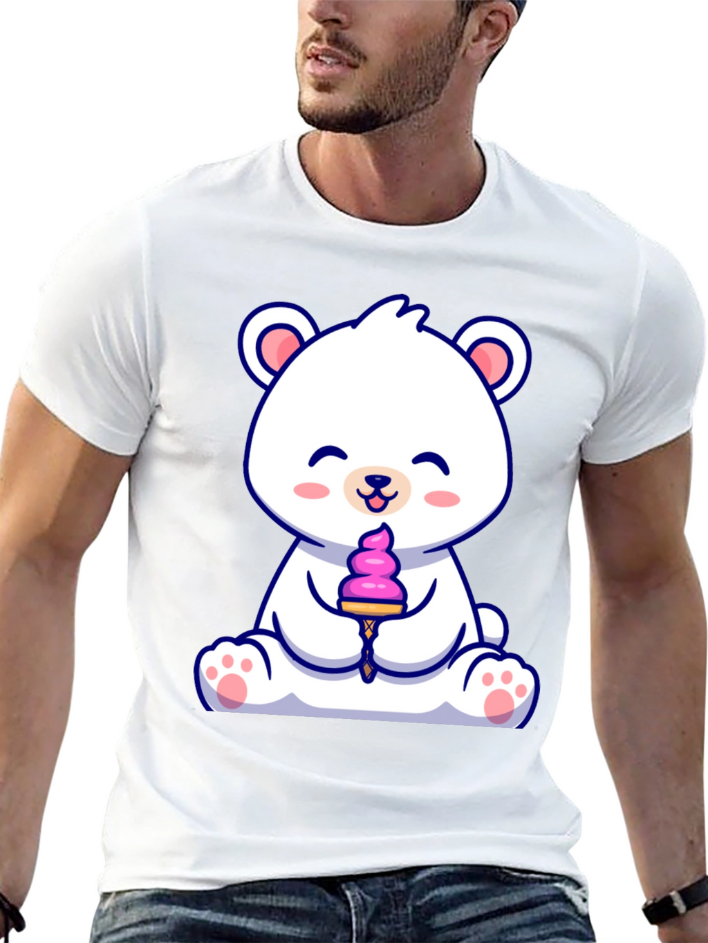 Cute Polar Bear Ice Cream Graphic Tee