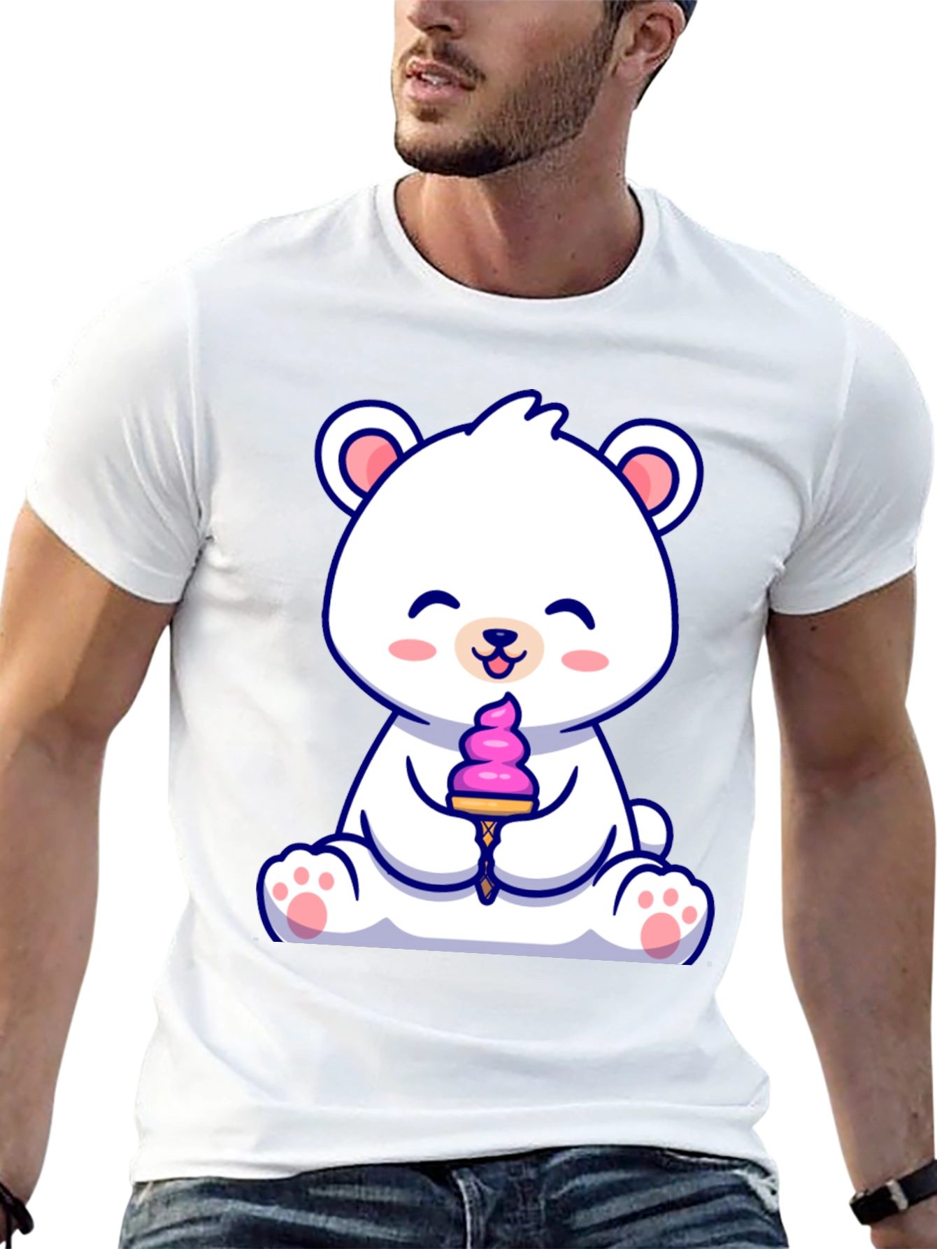 Cute Polar Bear Ice Cream Graphic Tee