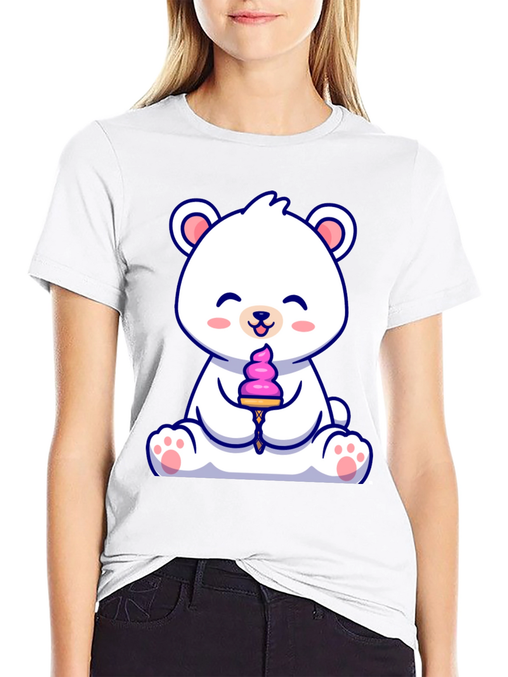 Cute Polar Bear Ice Cream Graphic Tee