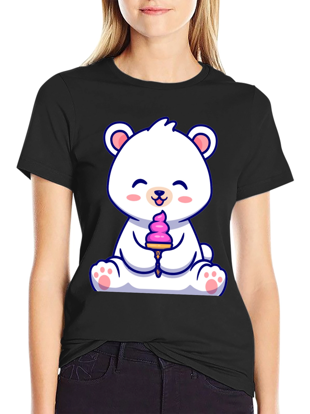 Cute Polar Bear Ice Cream Graphic Tee