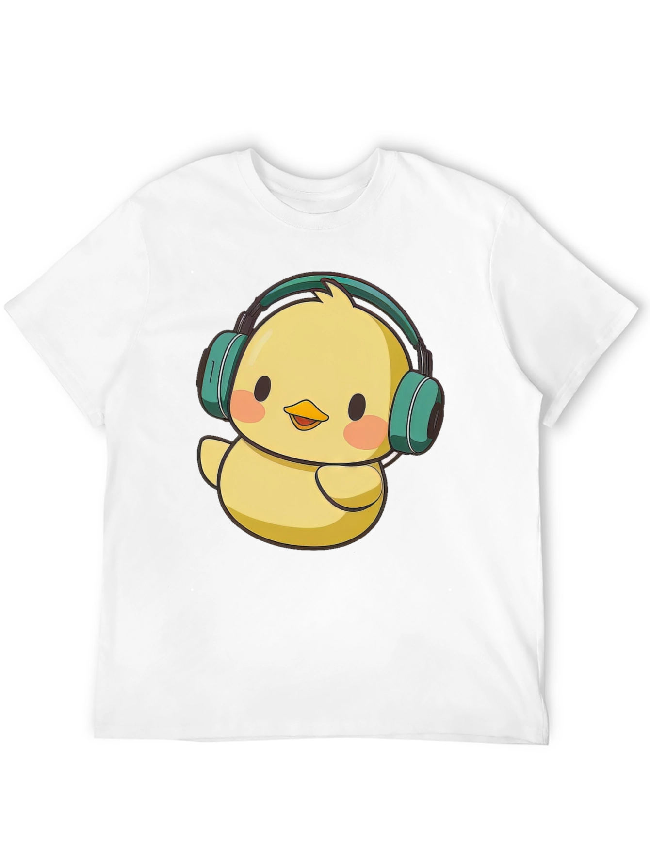 Cute Chick with Headphones Graphic Tee - Black T-Shirt