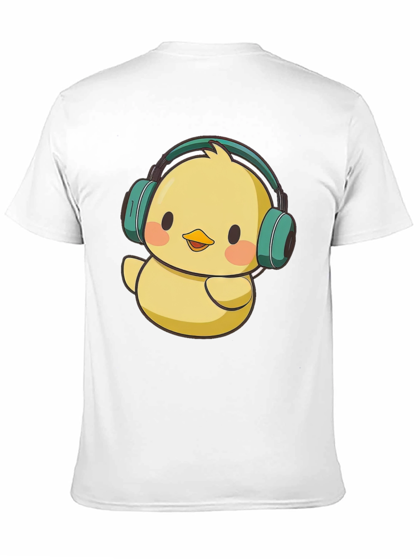 Cute Chick with Headphones Graphic Tee - Black T-Shirt