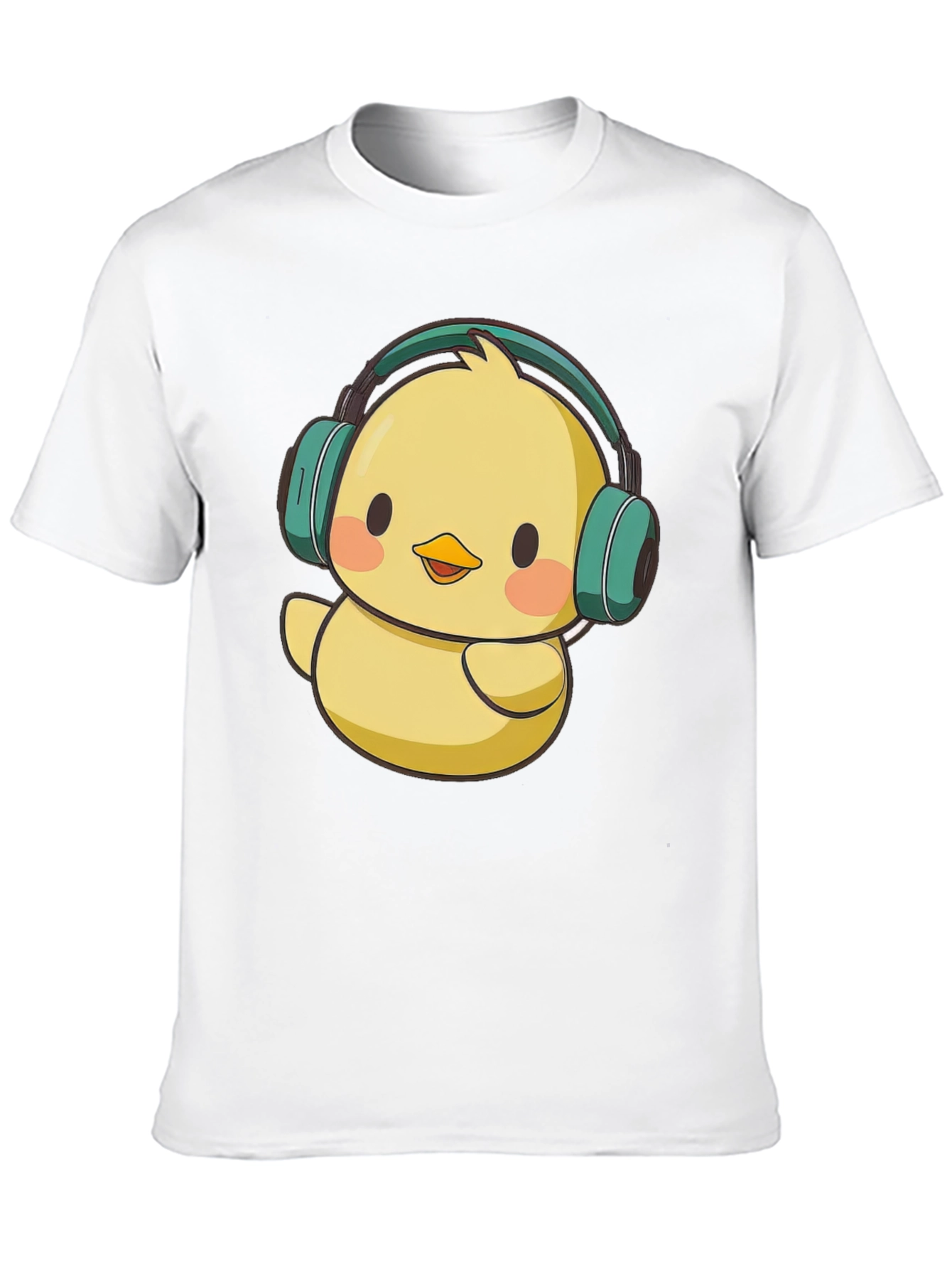Cute Chick with Headphones Graphic Tee - Black T-Shirt
