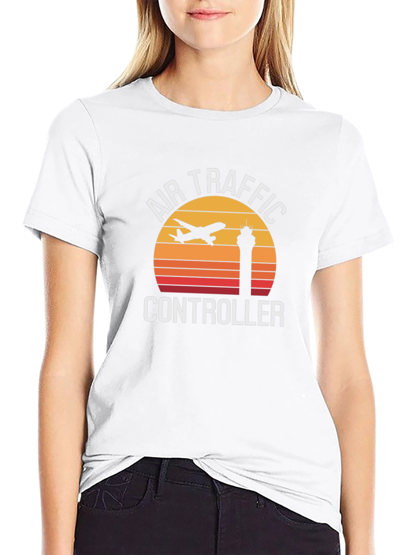Air Traffic Controller Retro Sunset Graphic Tee