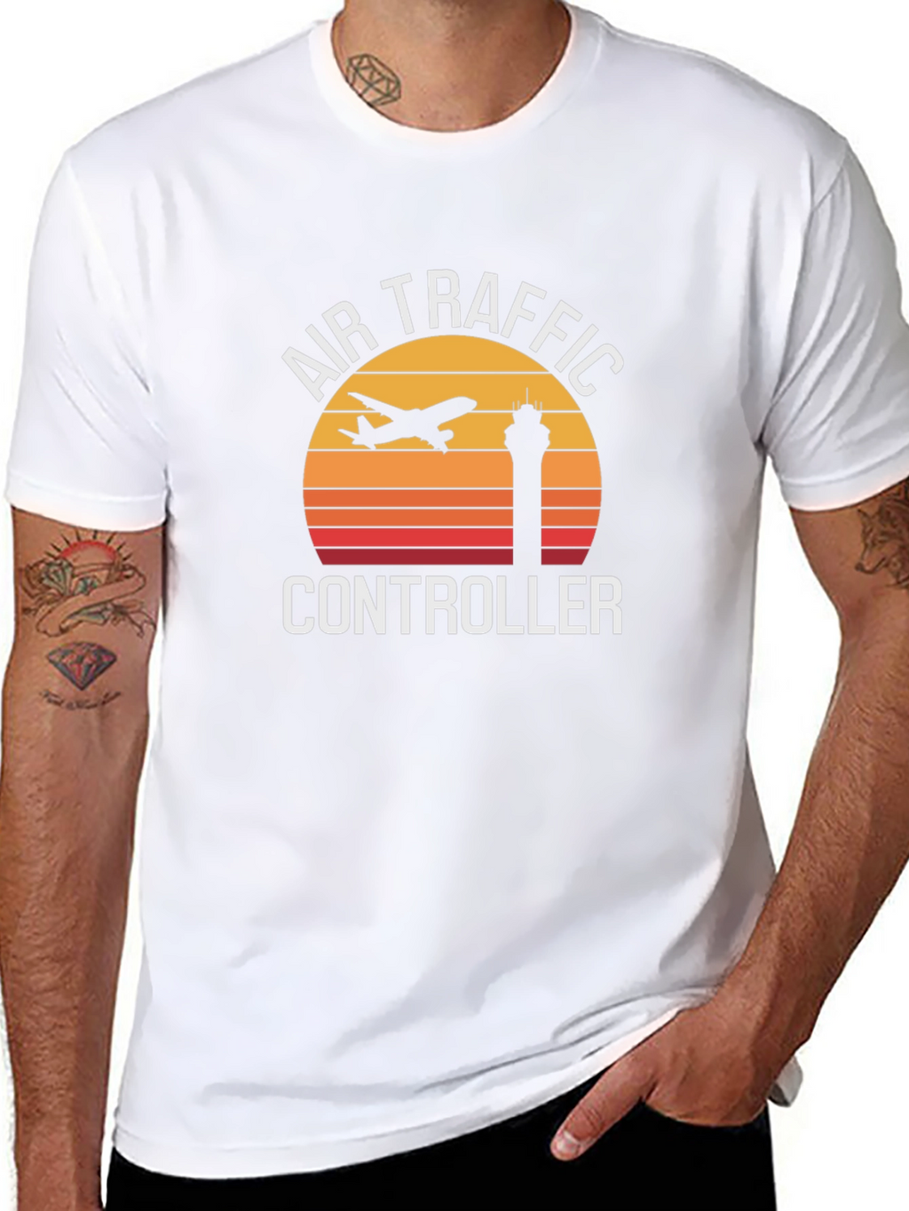 Air Traffic Controller Retro Sunset Graphic Tee