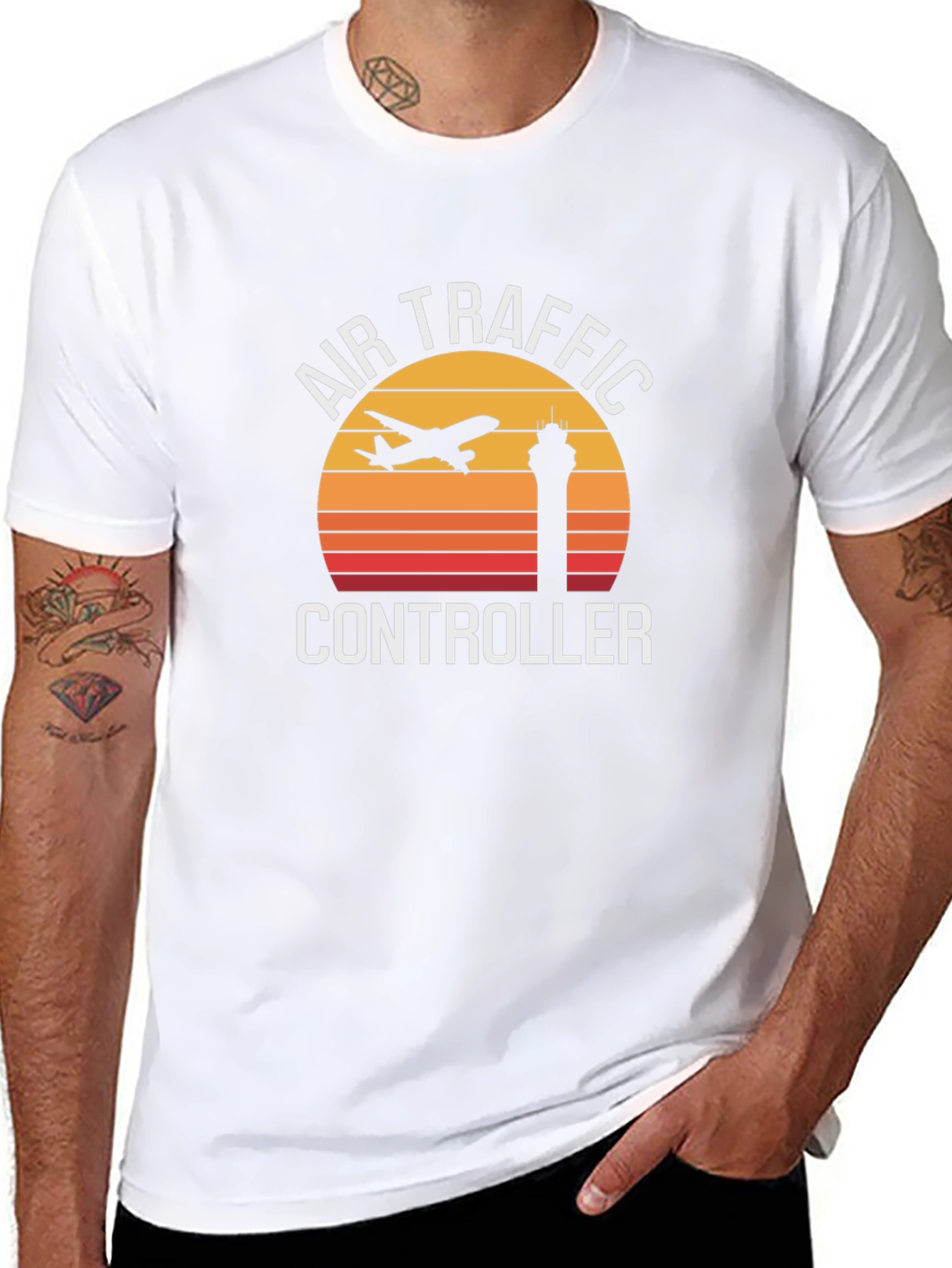 Air Traffic Controller Retro Sunset Graphic Tee