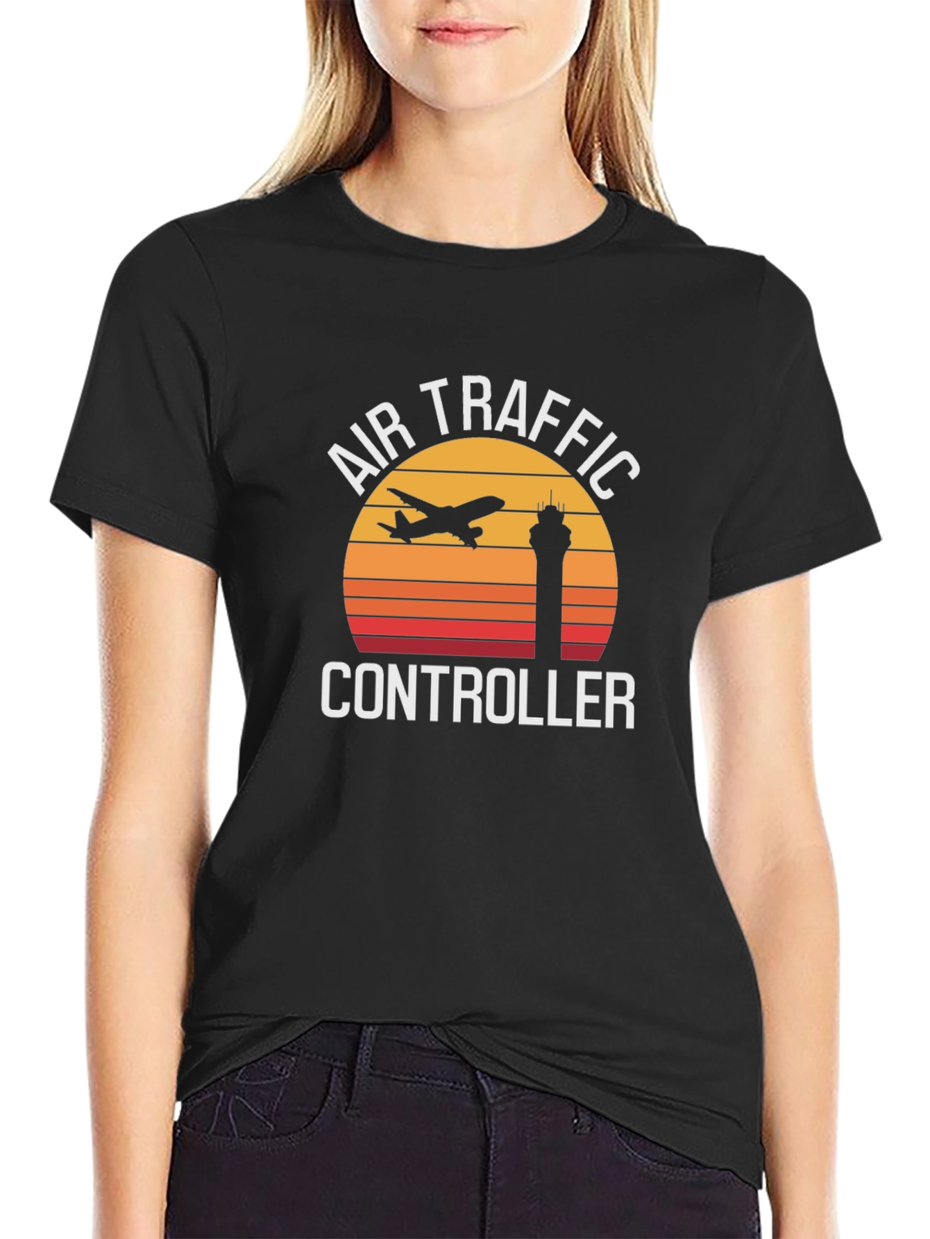 Air Traffic Controller Retro Sunset Graphic Tee