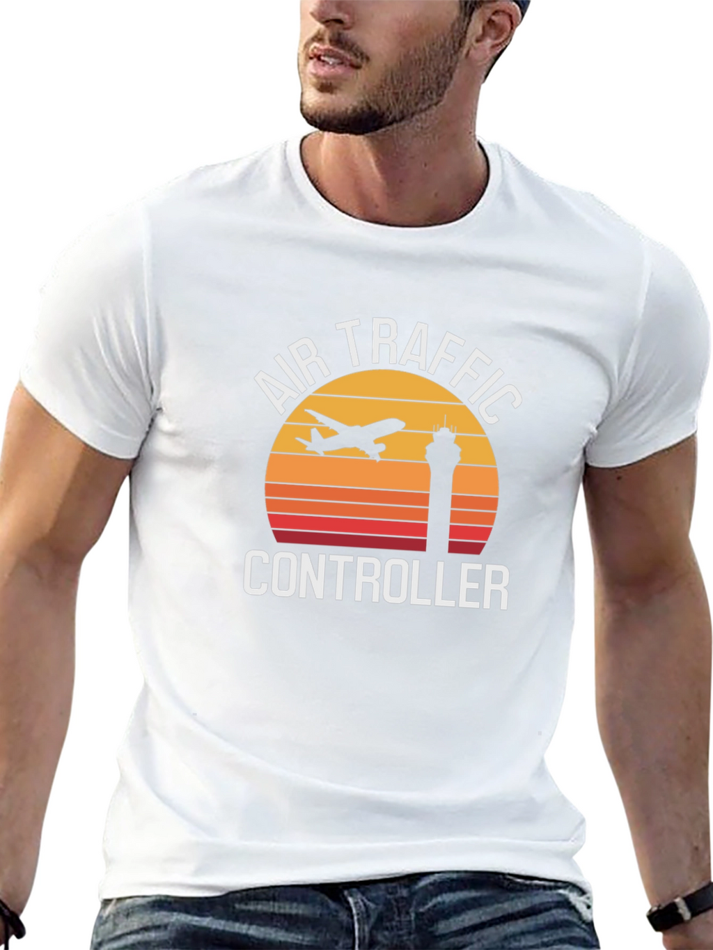 Air Traffic Controller Retro Sunset Graphic Tee