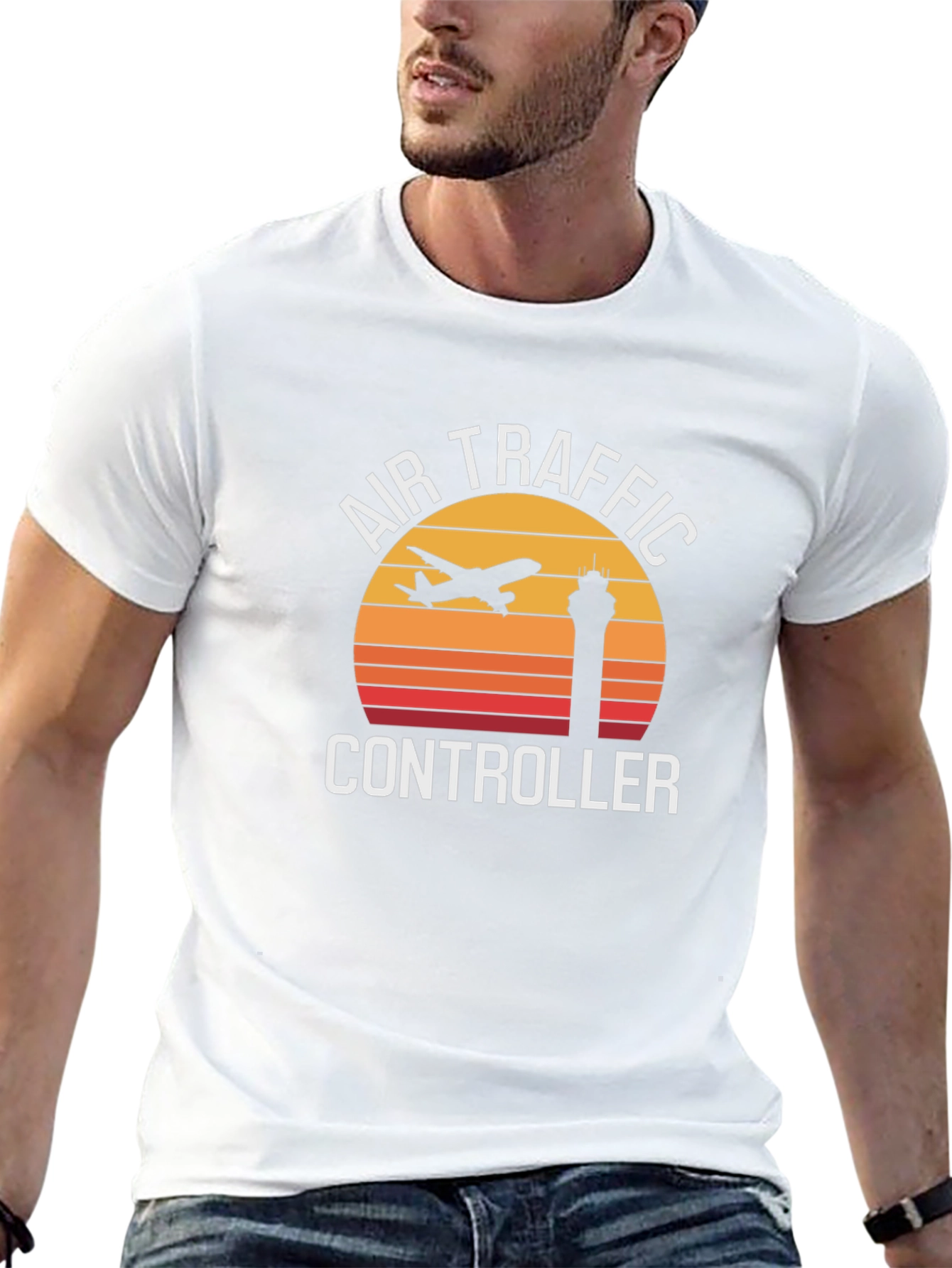 Air Traffic Controller Retro Sunset Graphic Tee