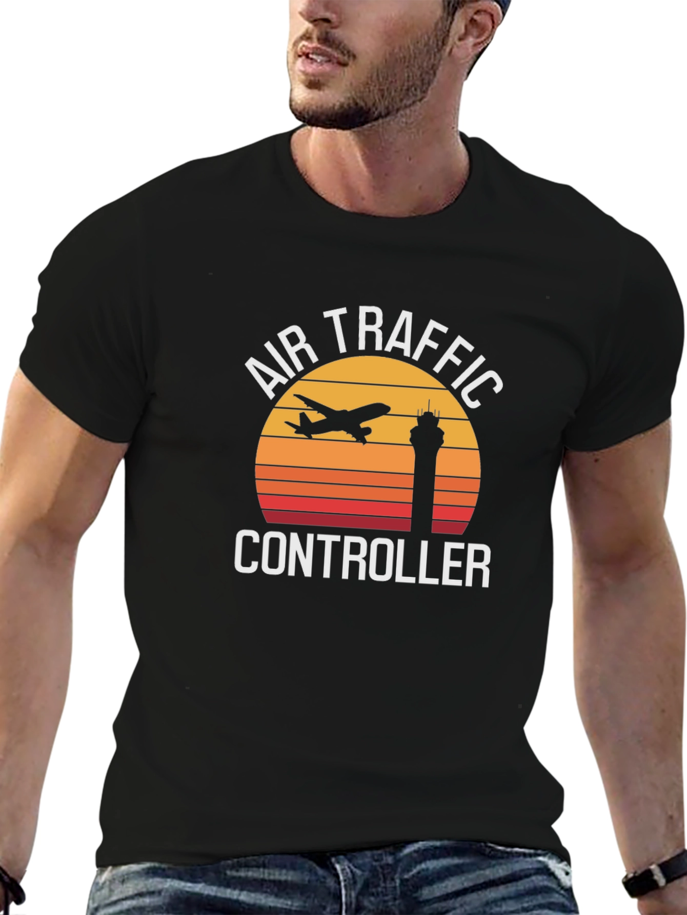 Air Traffic Controller Retro Sunset Graphic Tee