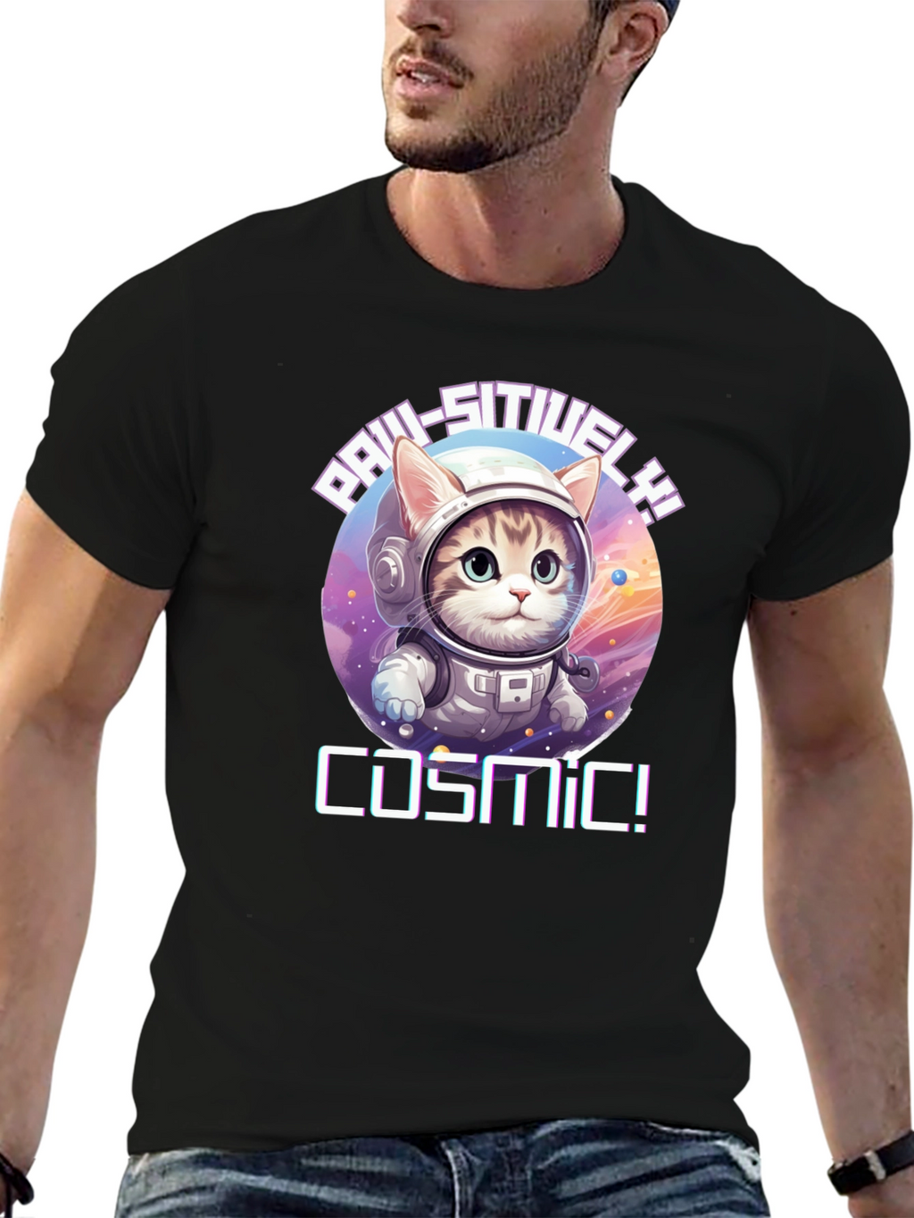 Cosmic Cat T-Shirt - Paw-sitive Vibes!
