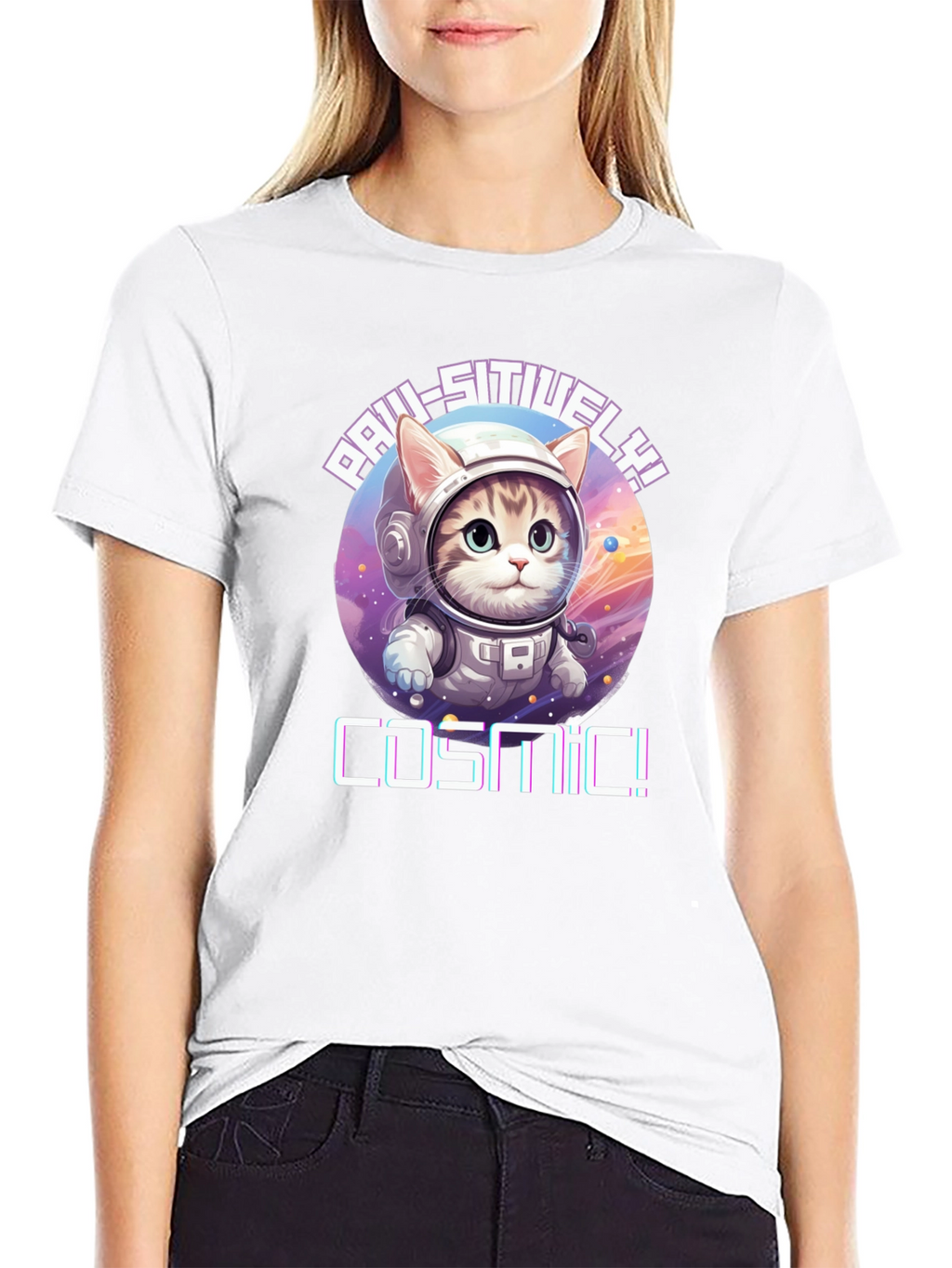 Cosmic Cat T-Shirt - Paw-sitive Vibes!