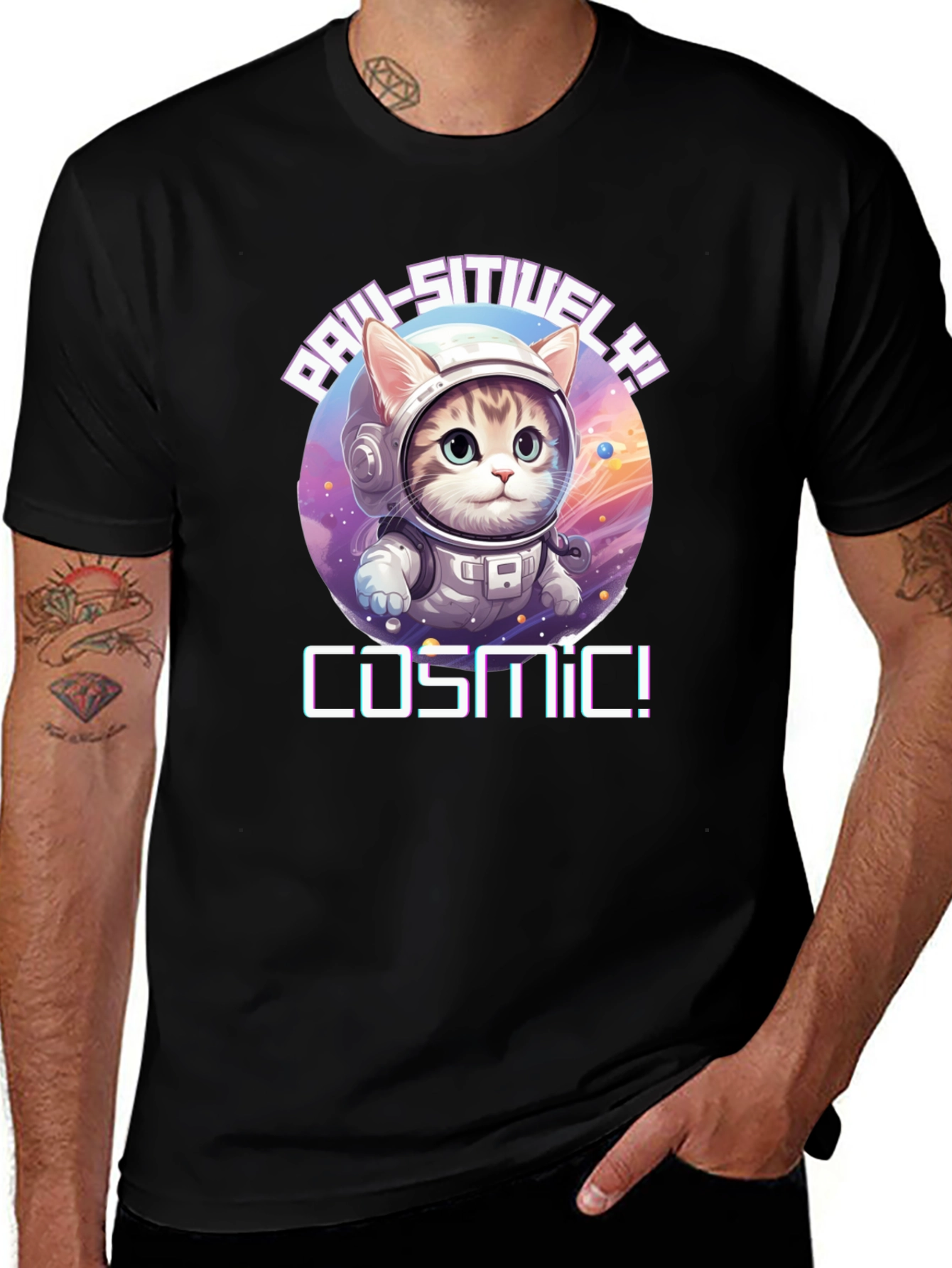 Cosmic Cat T-Shirt - Paw-sitive Vibes!