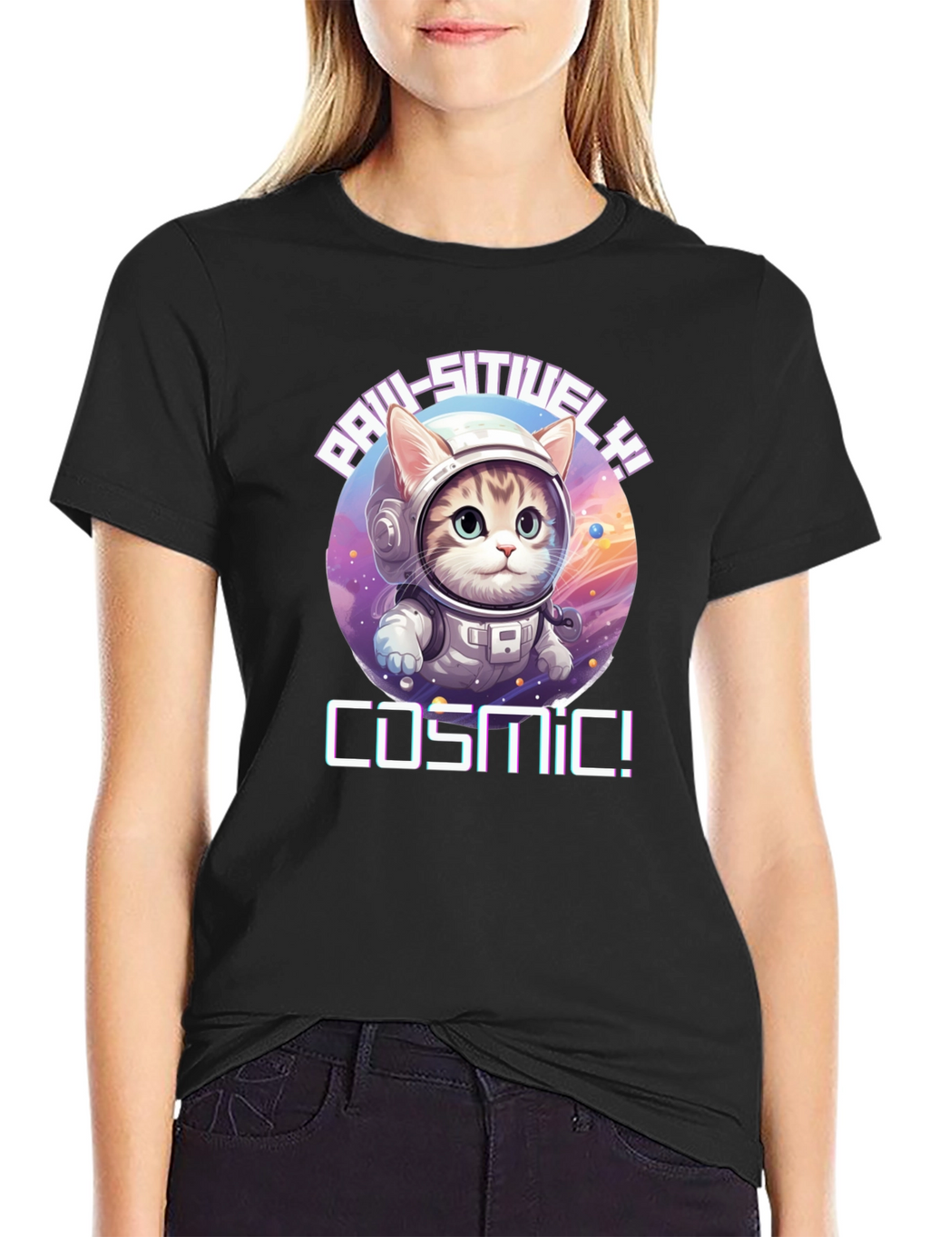 Cosmic Cat T-Shirt - Paw-sitive Vibes!