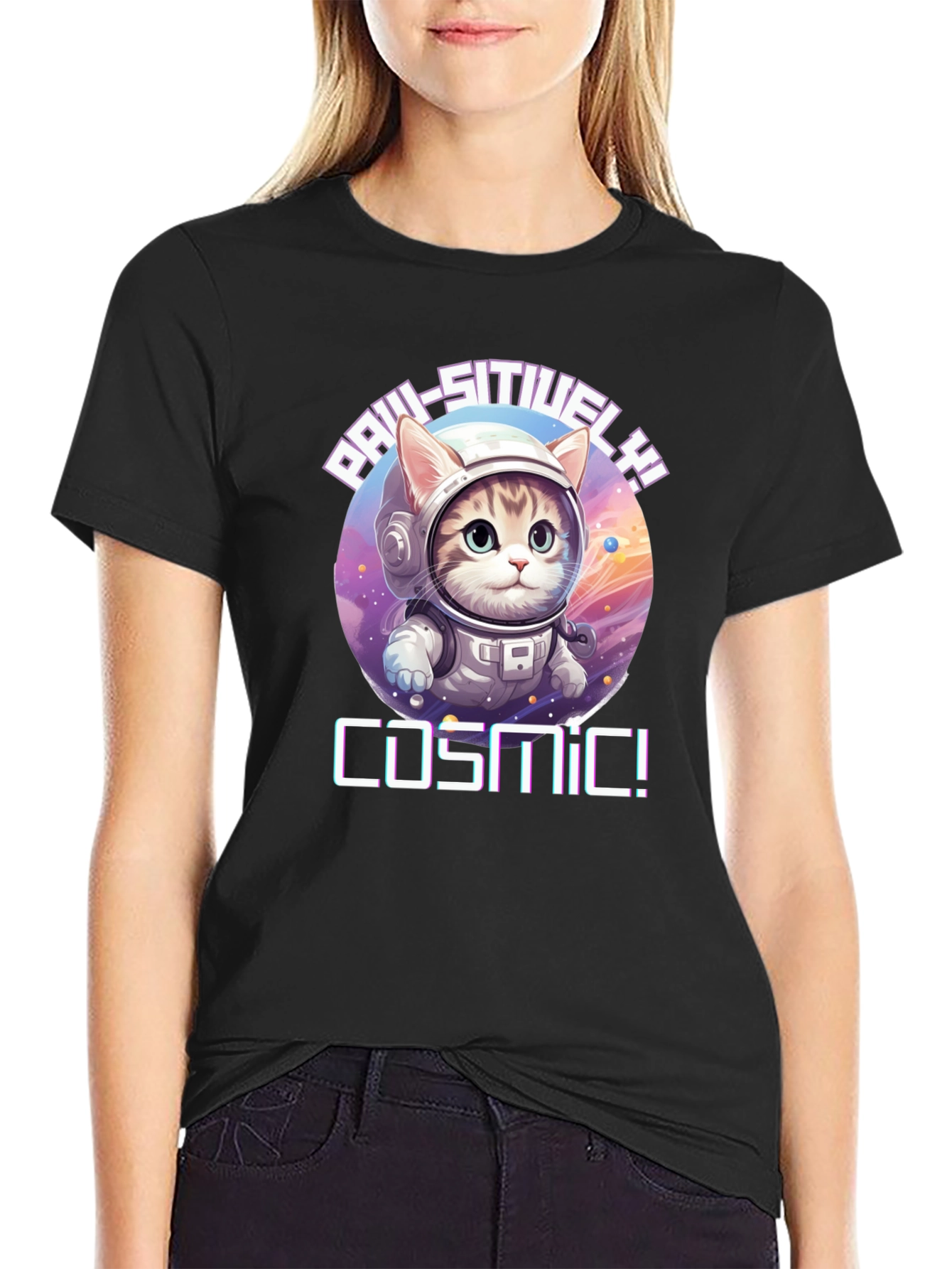Cosmic Cat T-Shirt - Paw-sitive Vibes!
