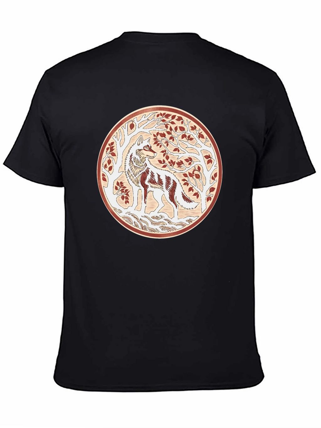 Artistic Wolf Graphic Black T-Shirt