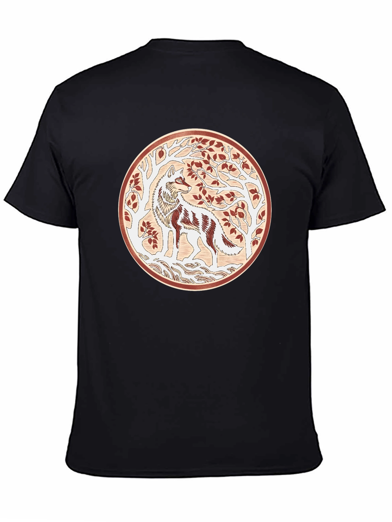 Artistic Wolf Graphic Black T-Shirt