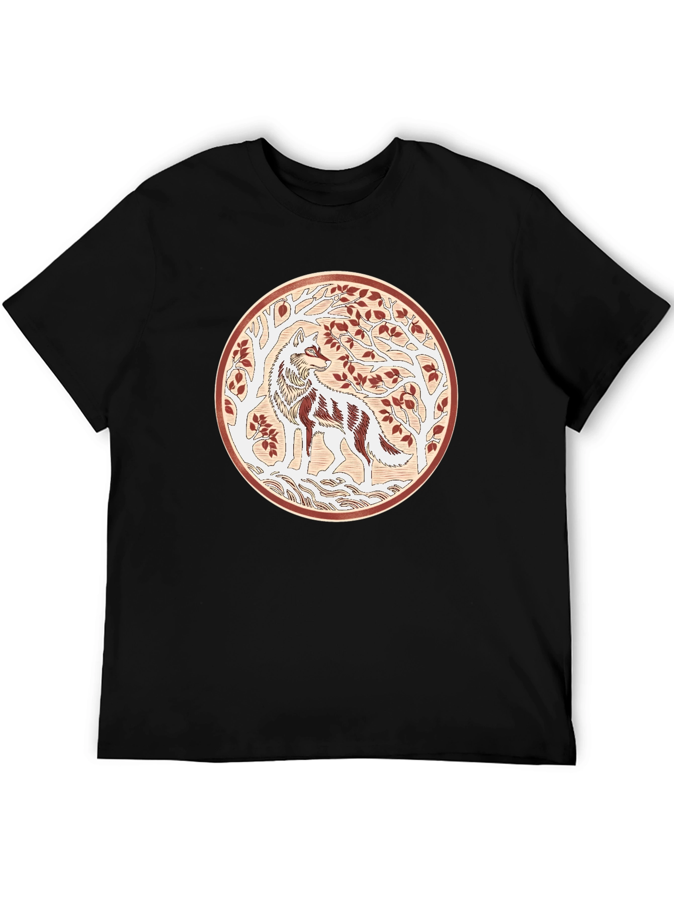 Artistic Wolf Graphic Black T-Shirt