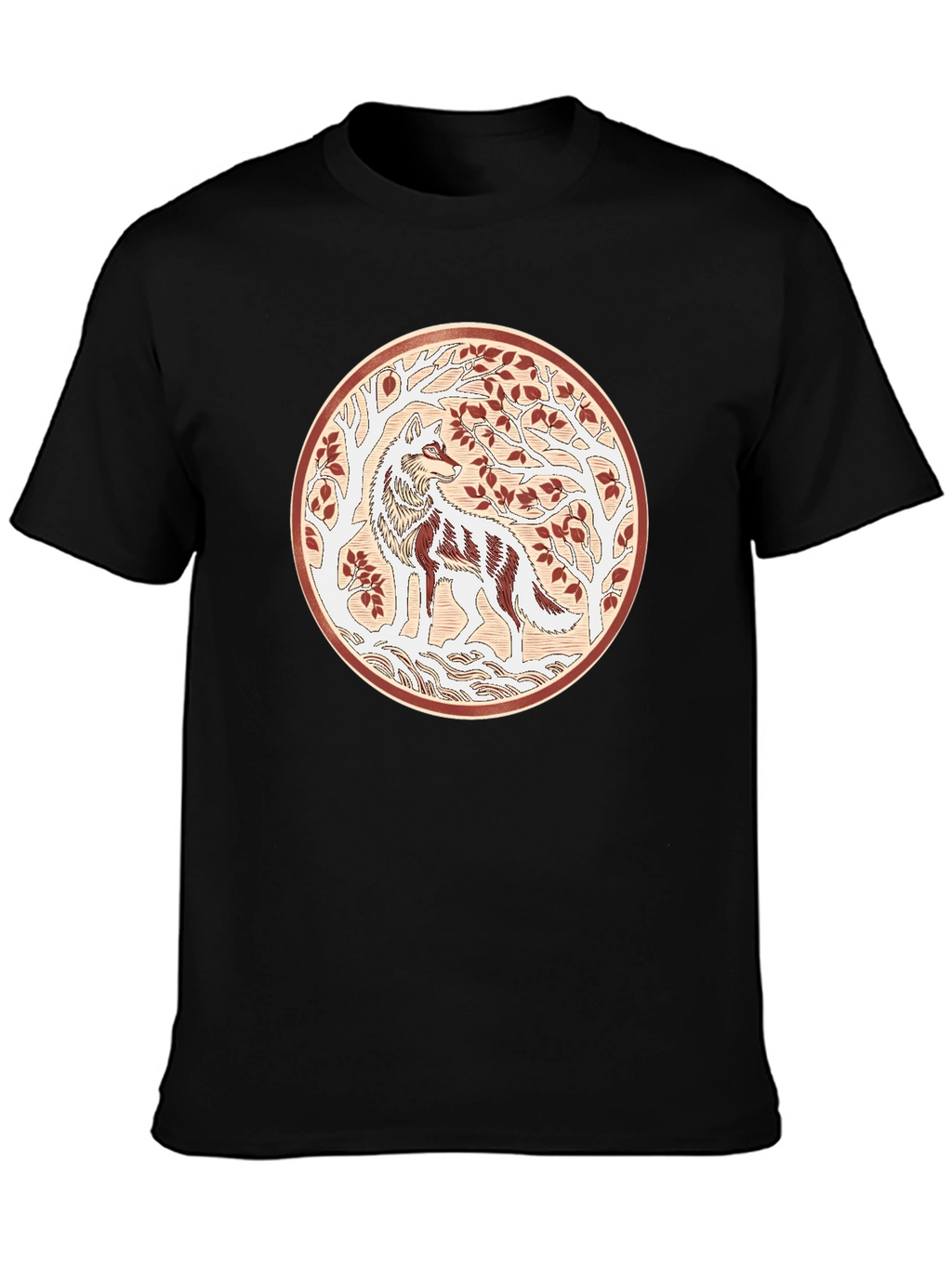 Artistic Wolf Graphic Black T-Shirt