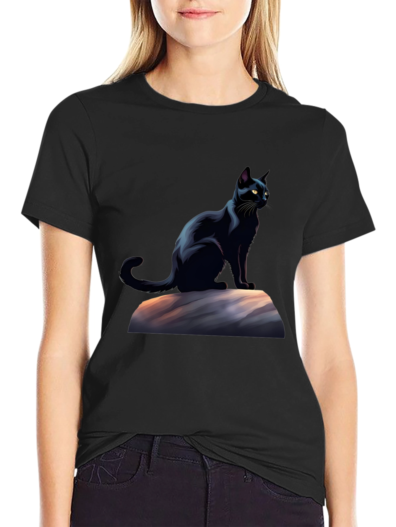 Black Cat Graphic T-Shirt - Stylish Mens Tee