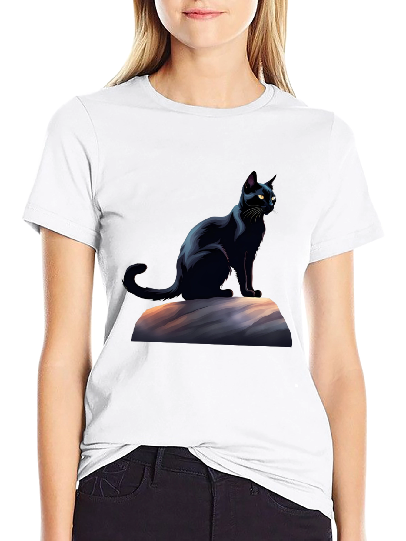 Black Cat Graphic T-Shirt - Stylish Mens Tee