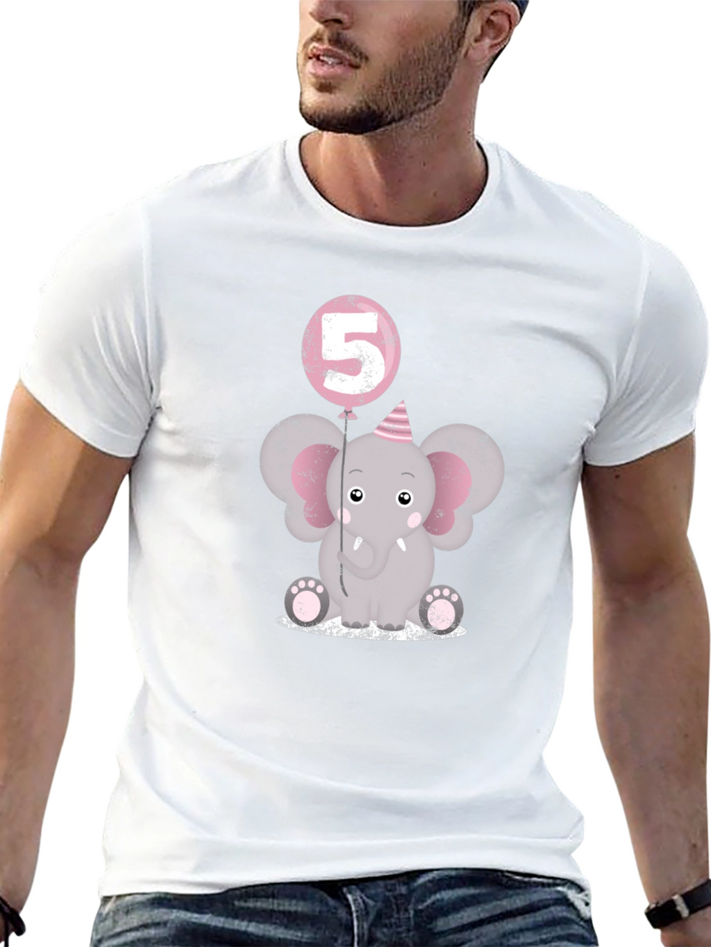 Birthday Elephant T-Shirt - Number 5 Balloon