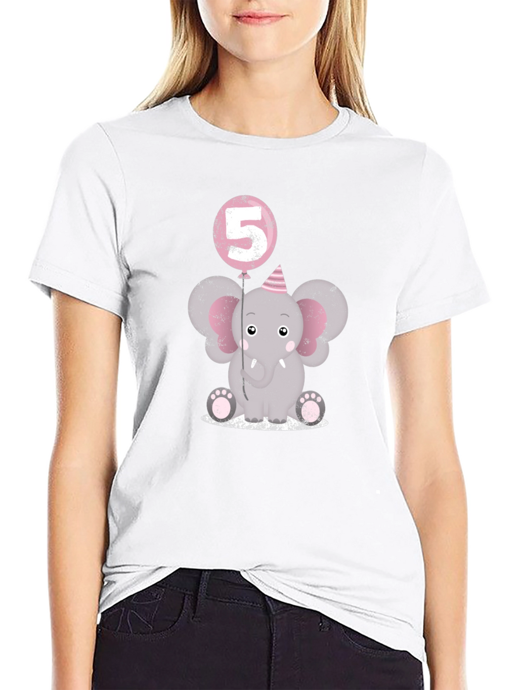 Birthday Elephant T-Shirt - Number 5 Balloon