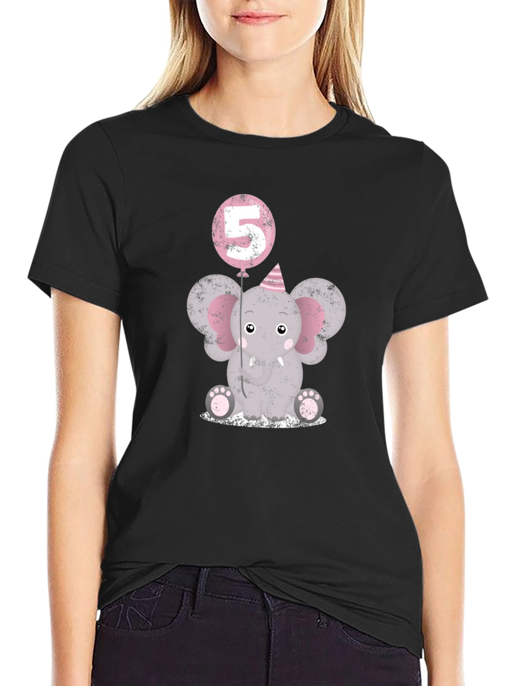 Birthday Elephant T-Shirt - Number 5 Balloon