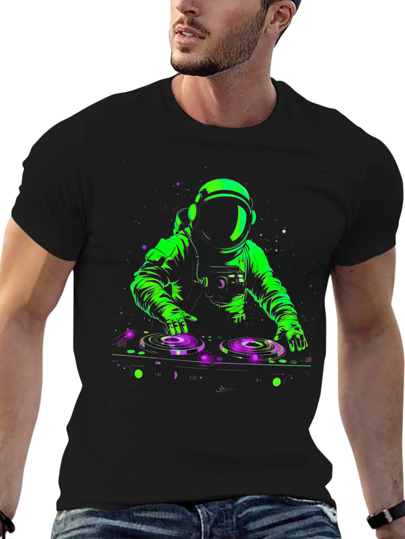 DJ Astronaut Graphic T-Shirt - Black