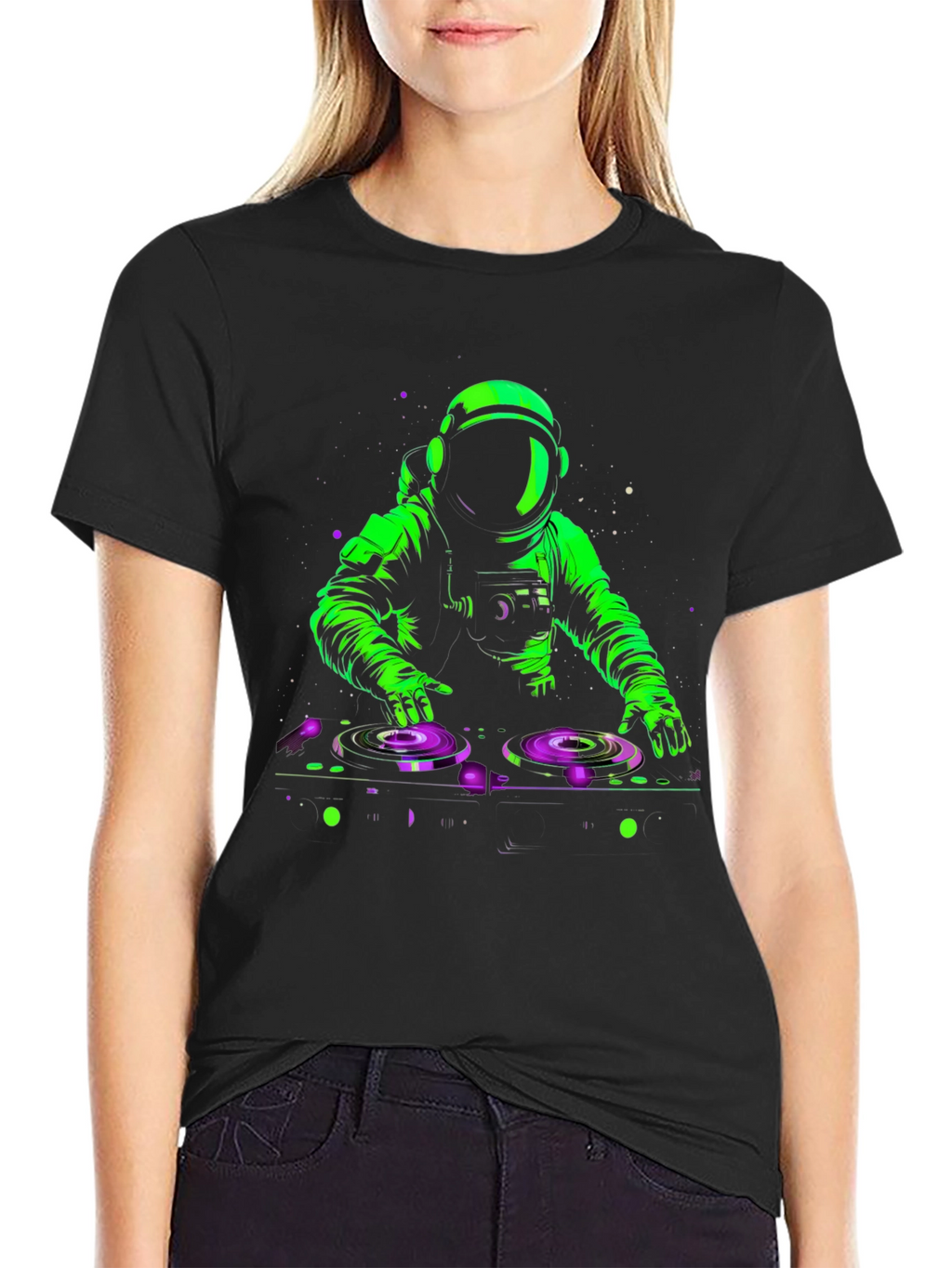 DJ Astronaut Graphic T-Shirt - Black