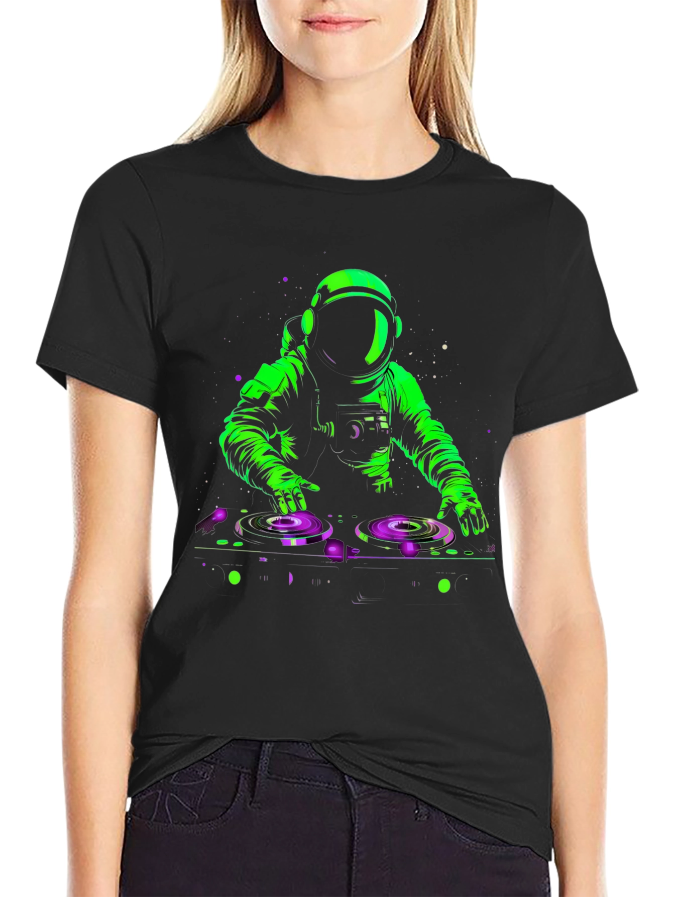 DJ Astronaut Graphic T-Shirt - Black