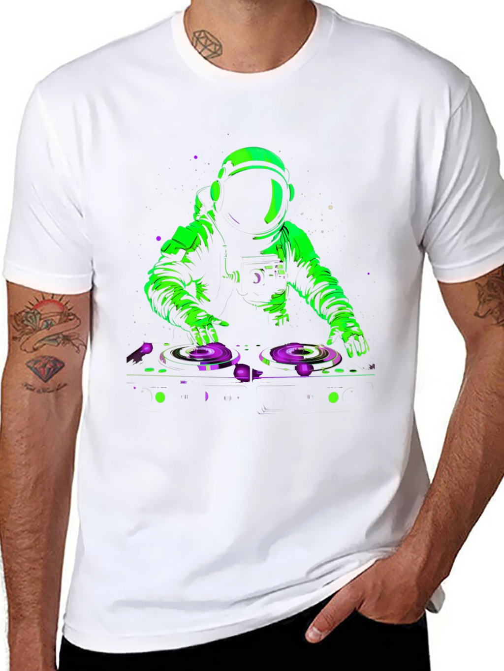 DJ Astronaut Graphic T-Shirt - Black