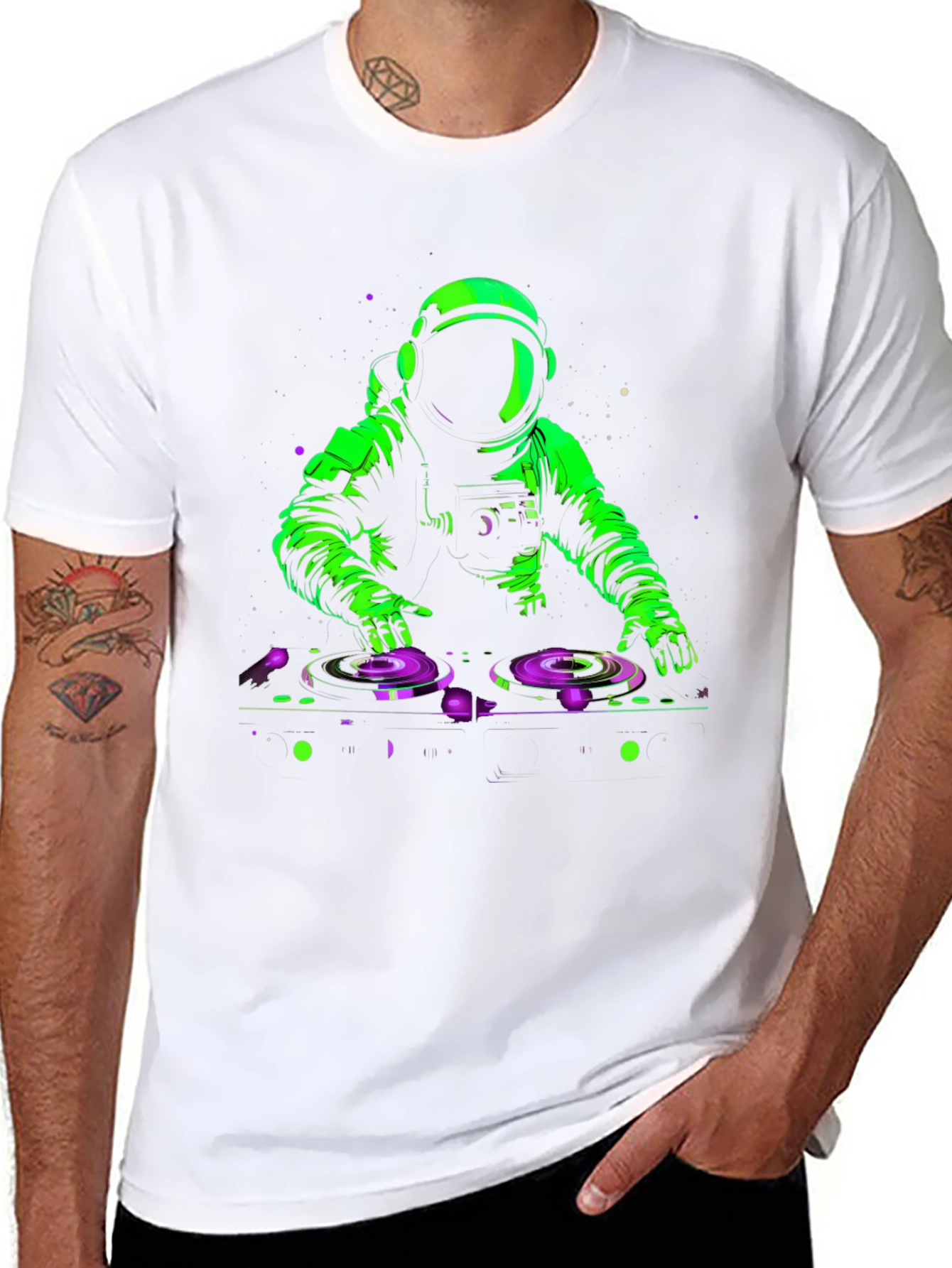 DJ Astronaut Graphic T-Shirt - Black