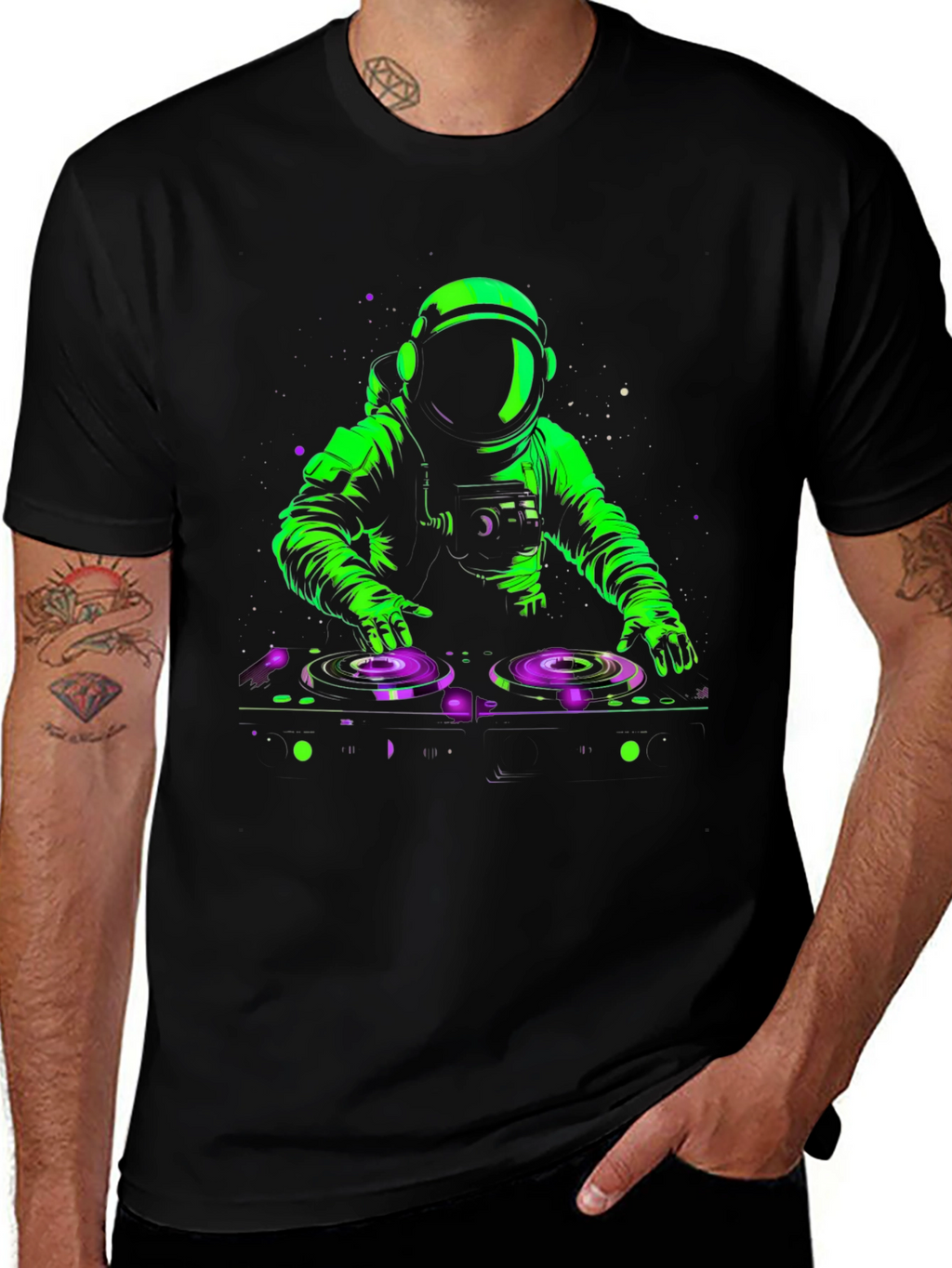 DJ Astronaut Graphic T-Shirt - Black