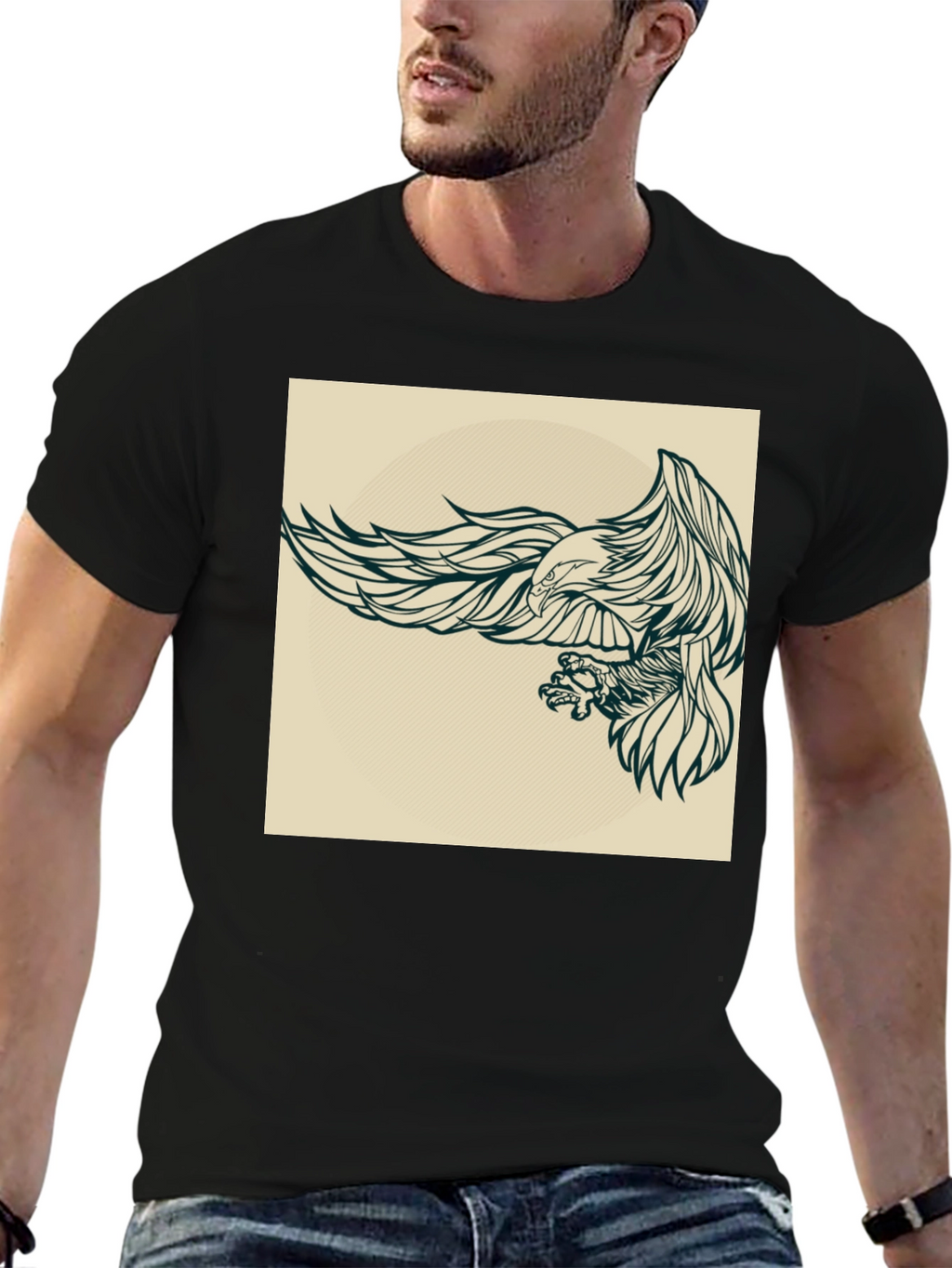 Eagle Graphic Black T-Shirt for Men